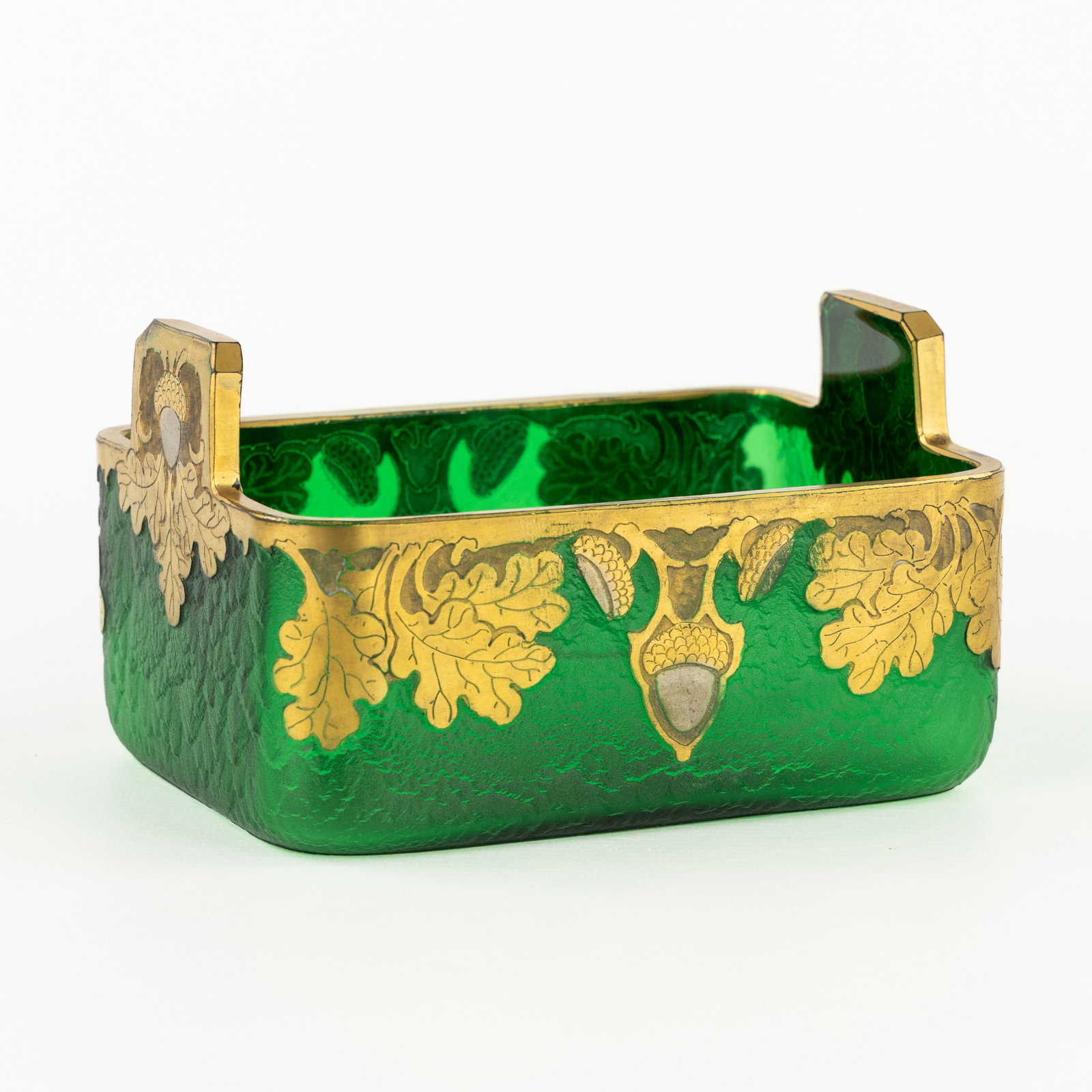 Francois-Theodore Legras (1839-1916) an Art Nouveau jardinière, Nile green glass and gilded (1 of 8)