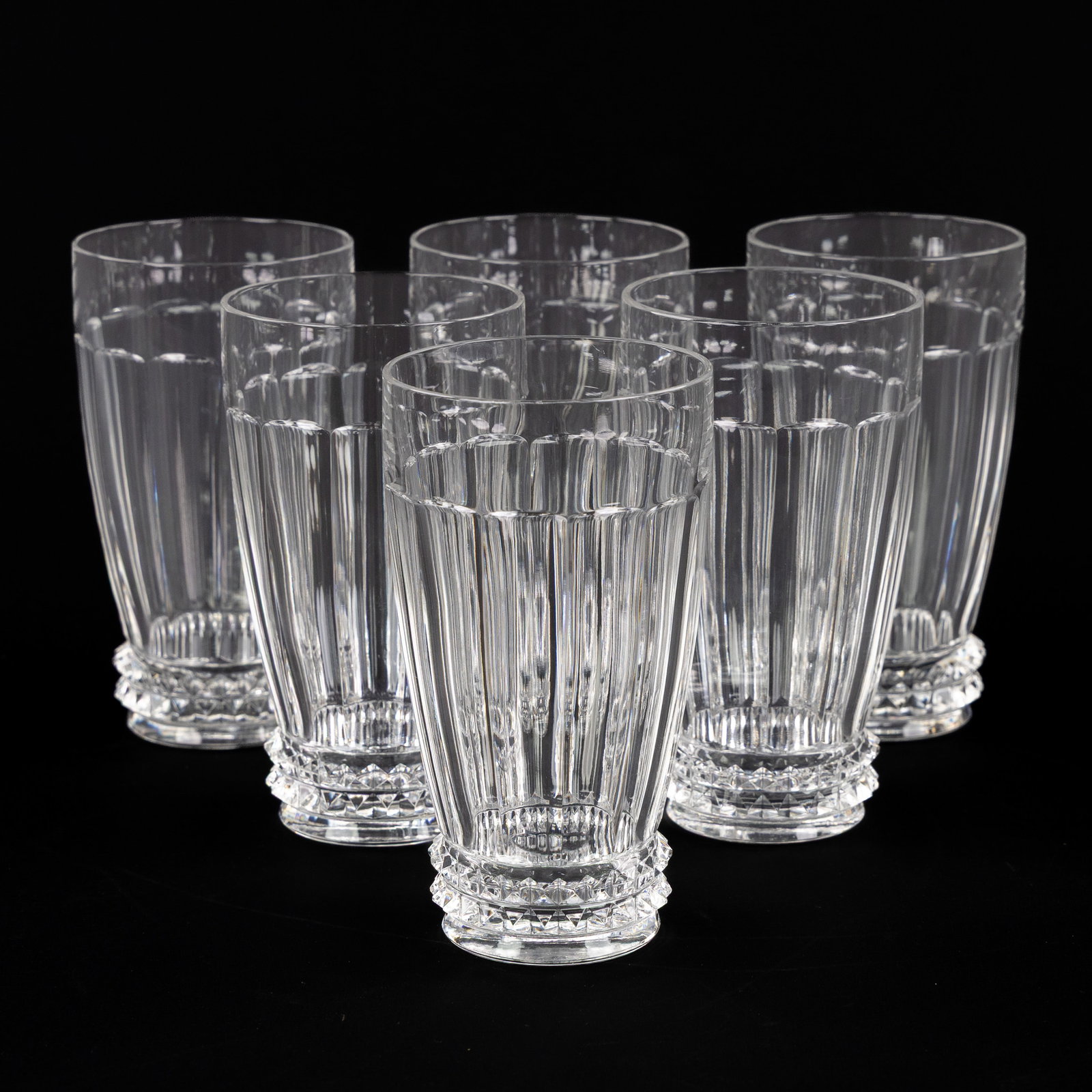 Jan Eisenloeffel (1876-1957) six Art Deco water glasses, cut crystal, for Kristalunie Maastricht, (1 of 7)