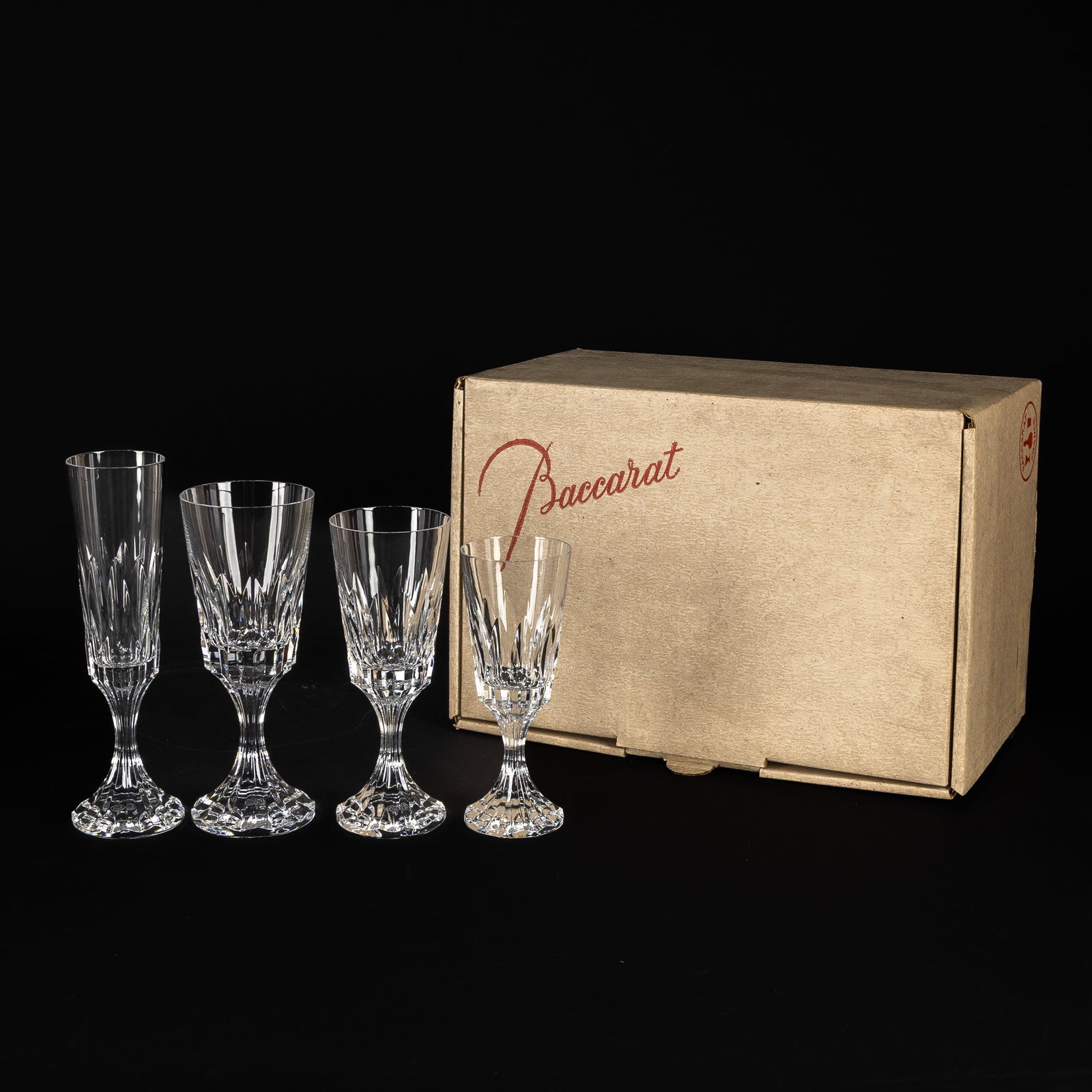 Baccarat D'Assas, a 49-piece glassware set. Cut crystal.: Baccarat D'Assas, a 49-piece glassware set. Cut crystal. 12 white wine glasses.13 red wine glasses13 water glasses11 champagne flutes All items are new in their o