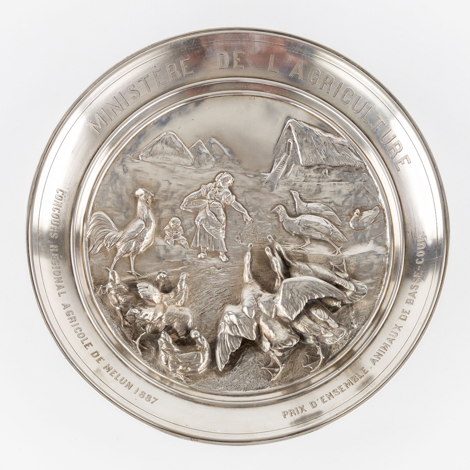 Auguste Nicolas Cain (1821-1894) 'Animaux de Basse-Cour', a trophy for Christofle & Cie, (1 of 6)