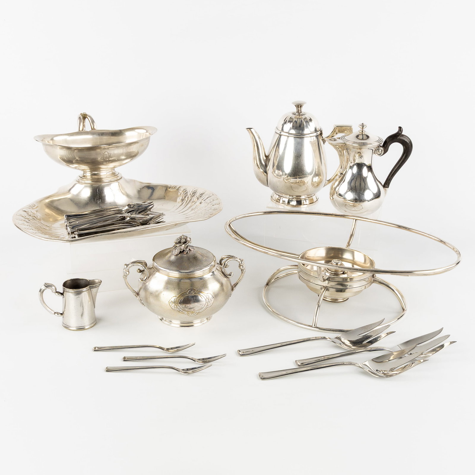 Christofle, a collection of cutlery, asparagus dish, coffee pots, and other table accessories, (1 of 20)