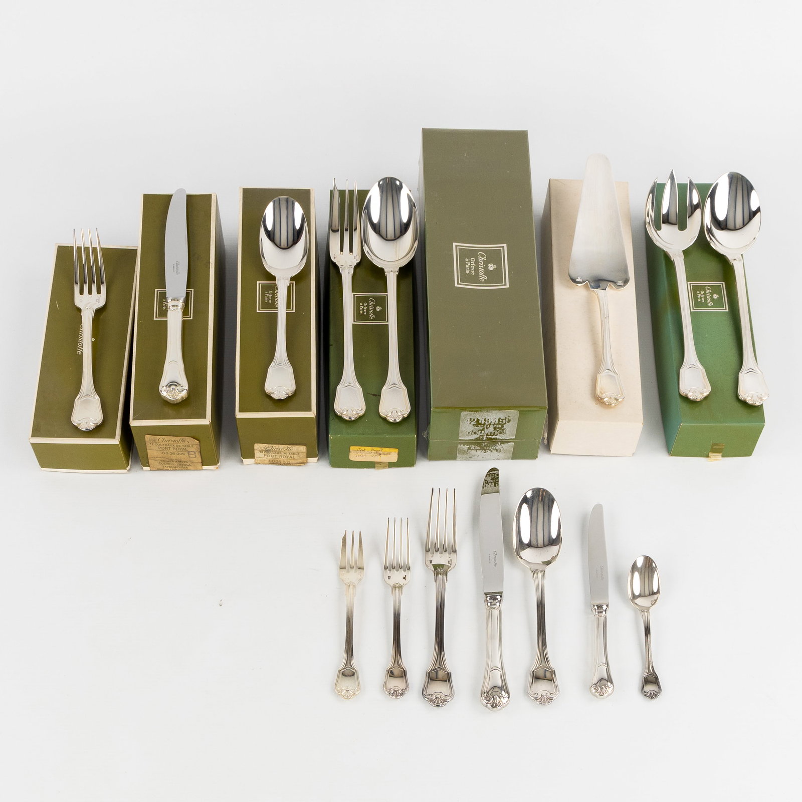 Christofle, Port Royal, a 54-piece silver-plated cutlery set. Added is a Gourmet Punch spoon. (1 of 8)