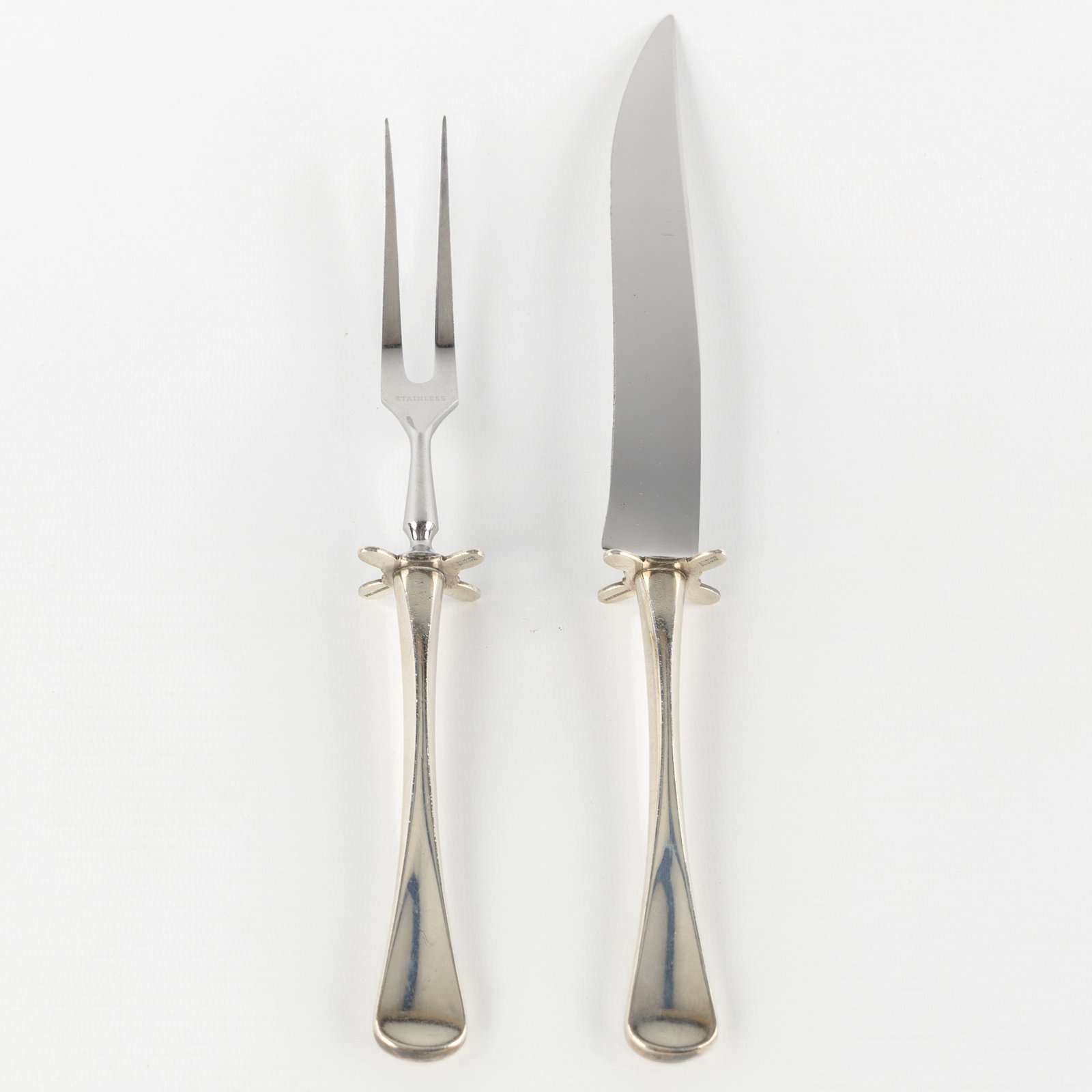 W&S Sörensen, Patricia, a carving knife and fork, silver and silver-plated metal. Gross weight, (1 of 5)