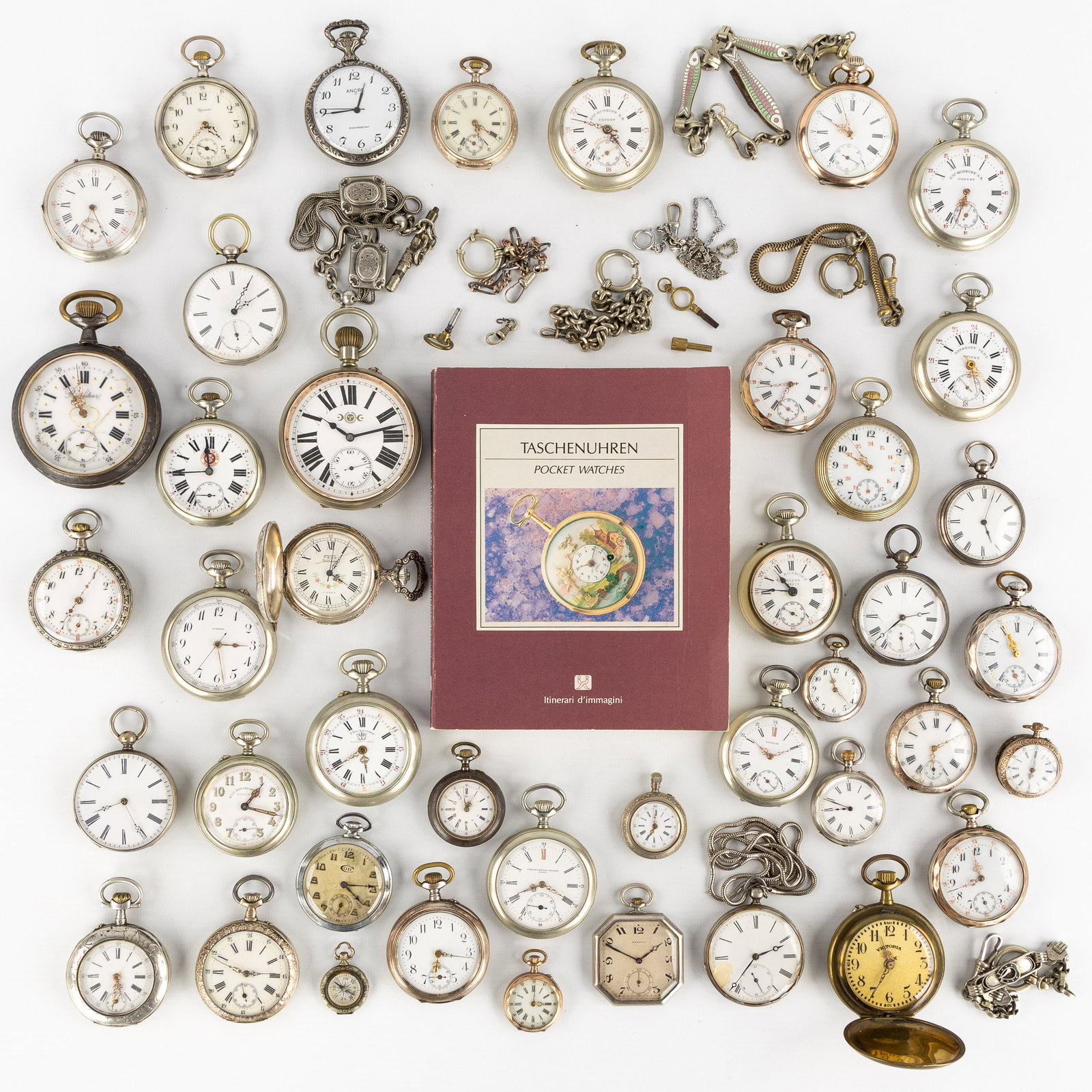 A Collection of 41 pocket watches, silver and silver-plated metal, Rosskopf, Victoria, Fero (1 of 6)