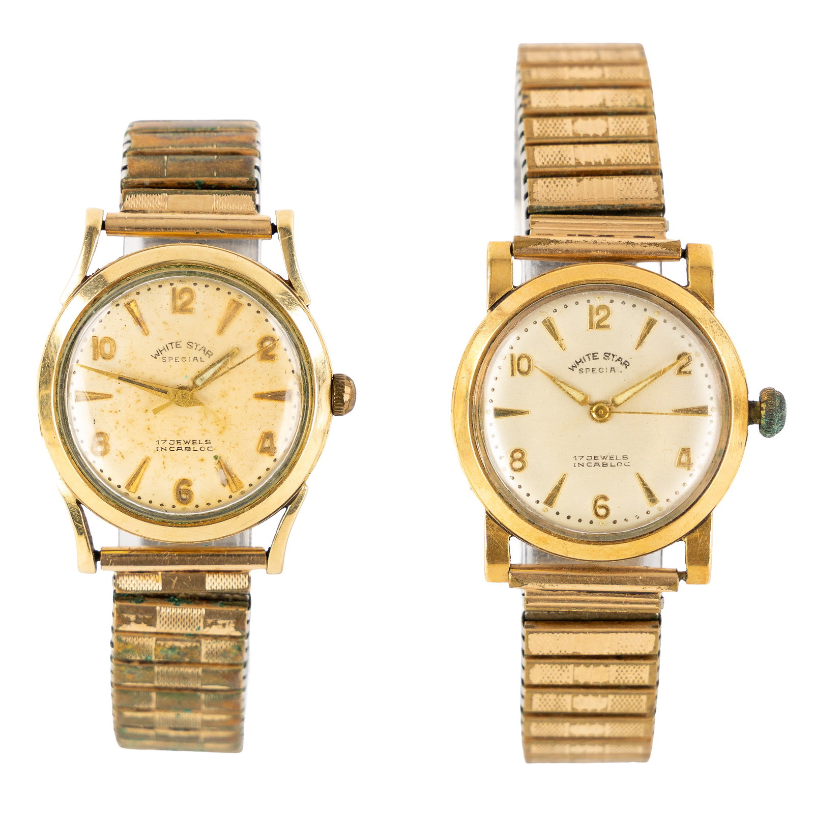 White Star Special, twee vintage polsuurwerken, 18kt geel goud. (1 of 16)
