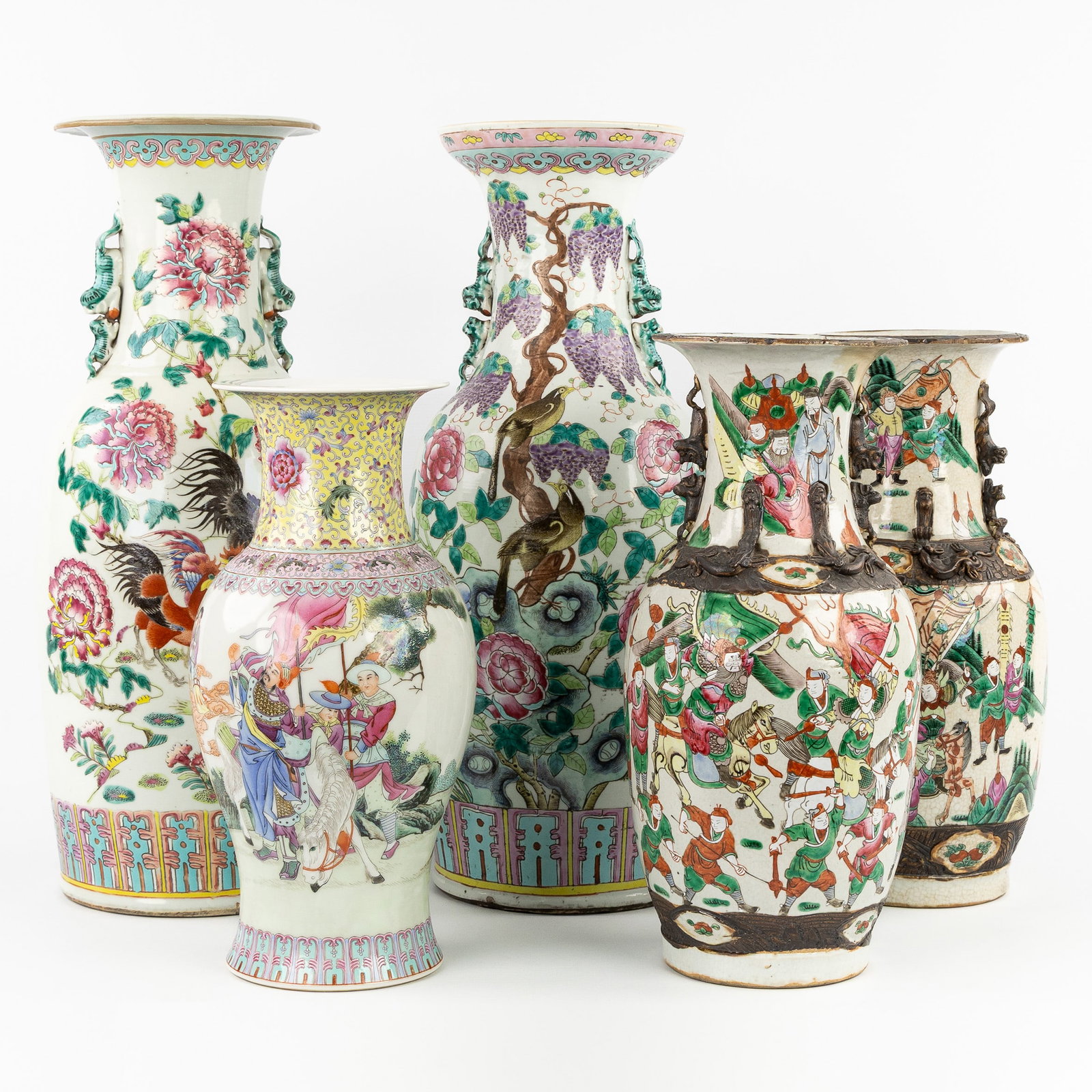 Five Chinese vases, Famille Rose and Nanking, 19th/20th C. (1 of 16)