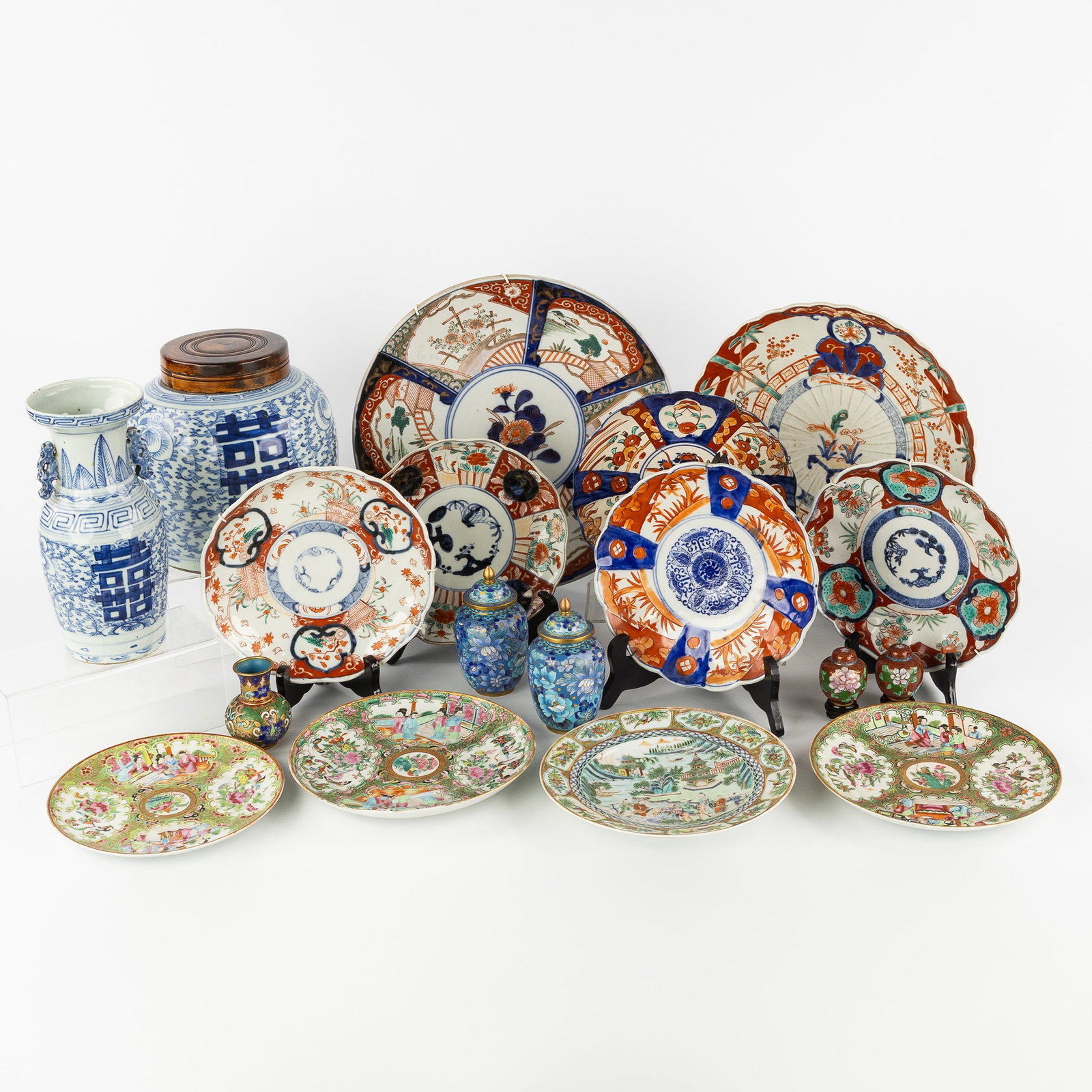 A Collection of Chinese and Japanese porcelain and Cloisonné, Canton, Blue-White, and Imari, (1 of 20)
