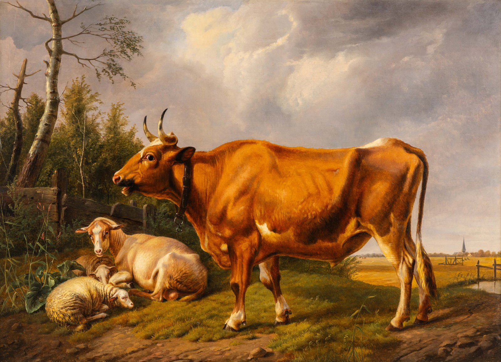Louis-Pierre Verwee (1807–1877) ‘Pastoral scene with Cow and Sheep’, oil on: Louis-Pierre Verwee (1807–1877) ‘Pastoral scene with Cow and Sheep’, oil on canvas. Oil on panel.Signed lower left ‘L. P. Verwée f.’ (71 x 98 x 0 cm)