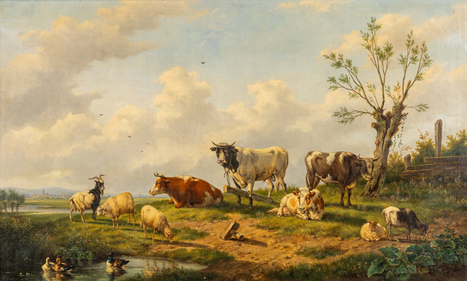 Gerardus Hendriks (1804-1859) 'Landscape with Cattle', oil on canvas (1868).: Gerardus Hendriks (1804-1859) 'Landscape with Cattle', oil on canvas (1868). Oil on canvas.Signed 'G. Hendriks ft.' and dated '1868' center right. (111 x 156 cm)