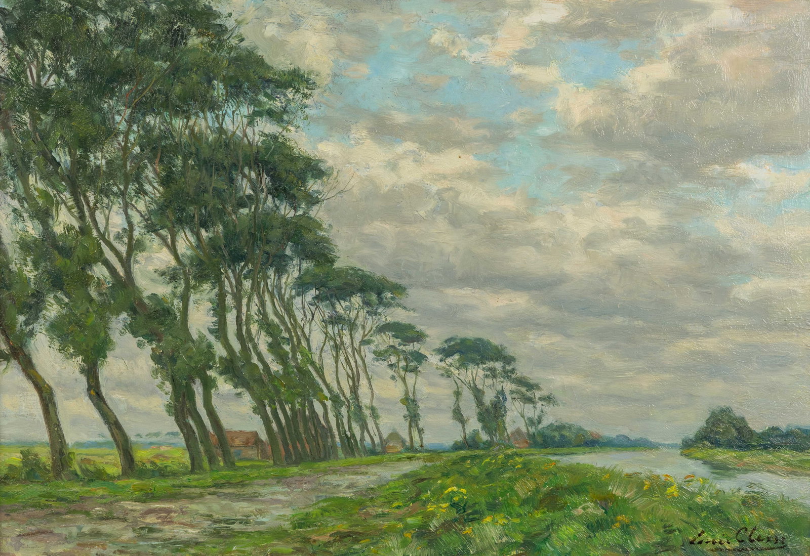 Louis Clesse (1889-1961) 'Trees along the Towpath', oil on board. (1 of 5)