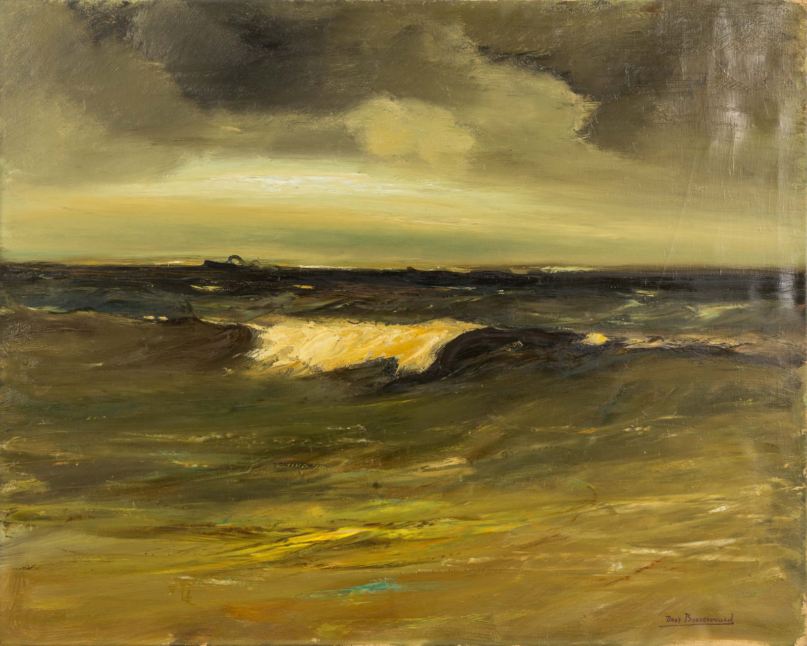 Door Boerewaard (1893-1972) 'Seascape', oil on canvas.: Door Boerewaard (1893-1972) 'Seascape', oil on canvas. Oil on canvas.Signed lower right. Unframed. (100 x 80 x 0 cm)