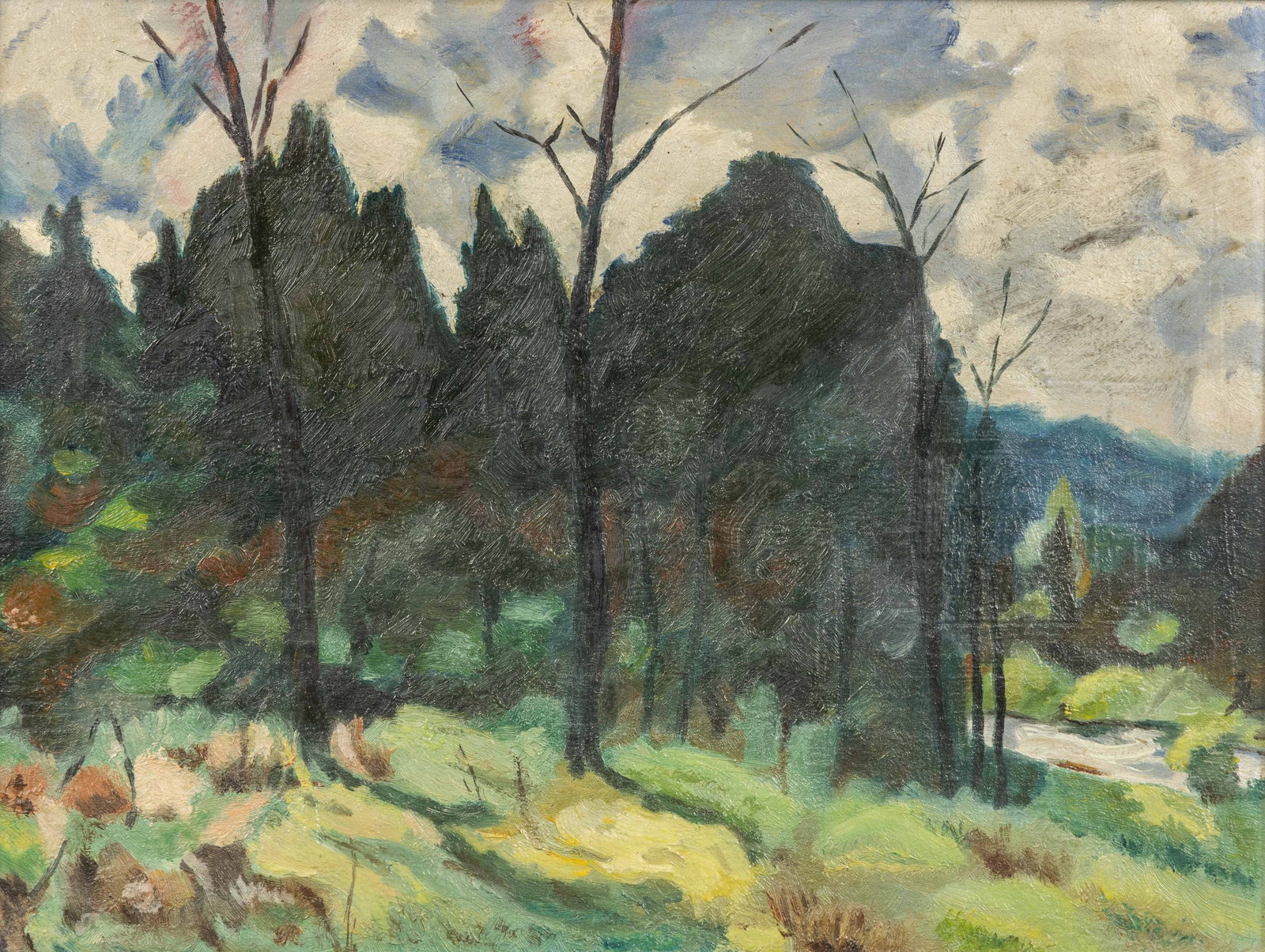 Narcisse Poirrier (1883-1983) (Attn.) 'Forest Landscape', oil on canvas.: Narcisse Poirrier (1883-1983) (Attn.) 'Forest Landscape', oil on canvas. Oil on canvas.Unsigned. (43.5 x 53.5 cm) (42 x 32 x 0 cm)
