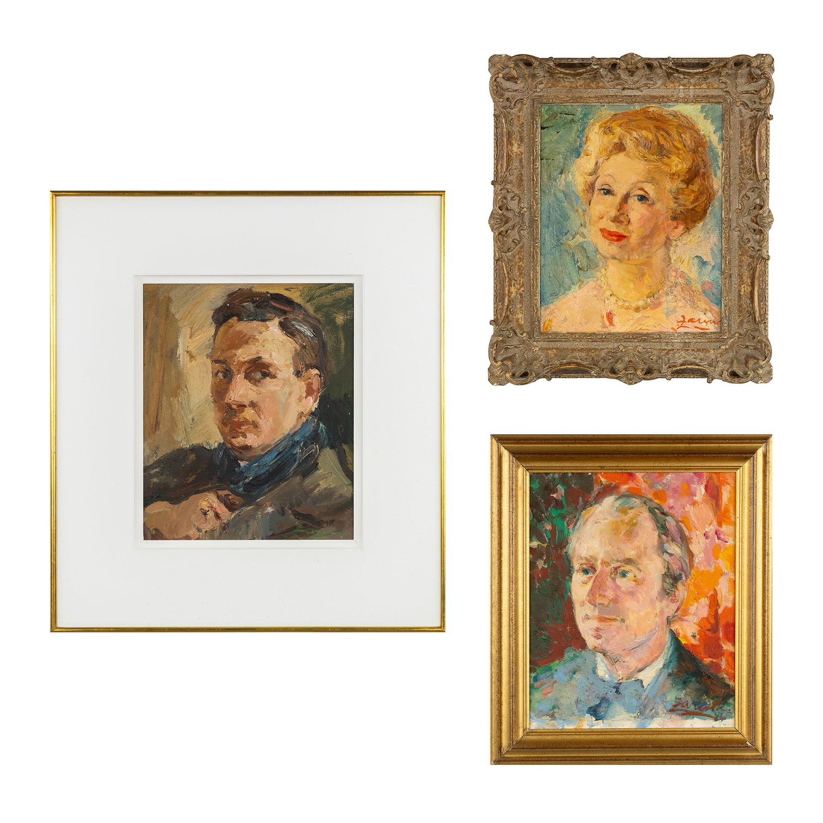 Anna Martinowa Zarina (1907-1984) Three portrait paintings, including Isidoor Opsomer, oil on: Anna Martinowa Zarina (1907-1984) Three portrait paintings, including Isidoor Opsomer, oil on canvas. Portrait of the painter Isidoor Opsomer.Oil on canvas.Signed lower right.With certifi
