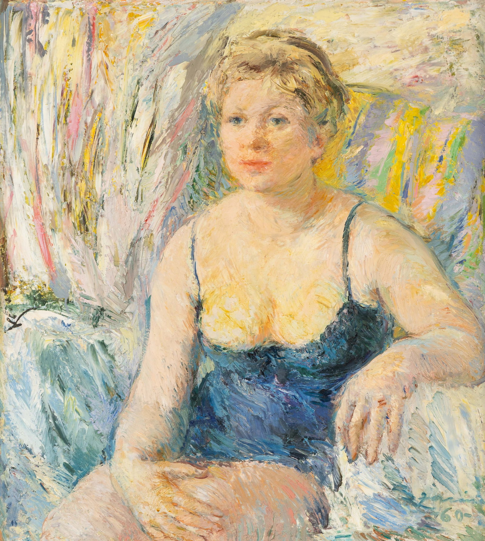 Anna Martinowa Zarina (1907-1984) 'Portrait of a Lady', oil on canvas (1960): Anna Martinowa Zarina (1907-1984) 'Portrait of a Lady', oil on canvas (1960) Oil on canvas.Signed and dated lower right. (115 x 107 cm) (84 x 93 x 0 cm)