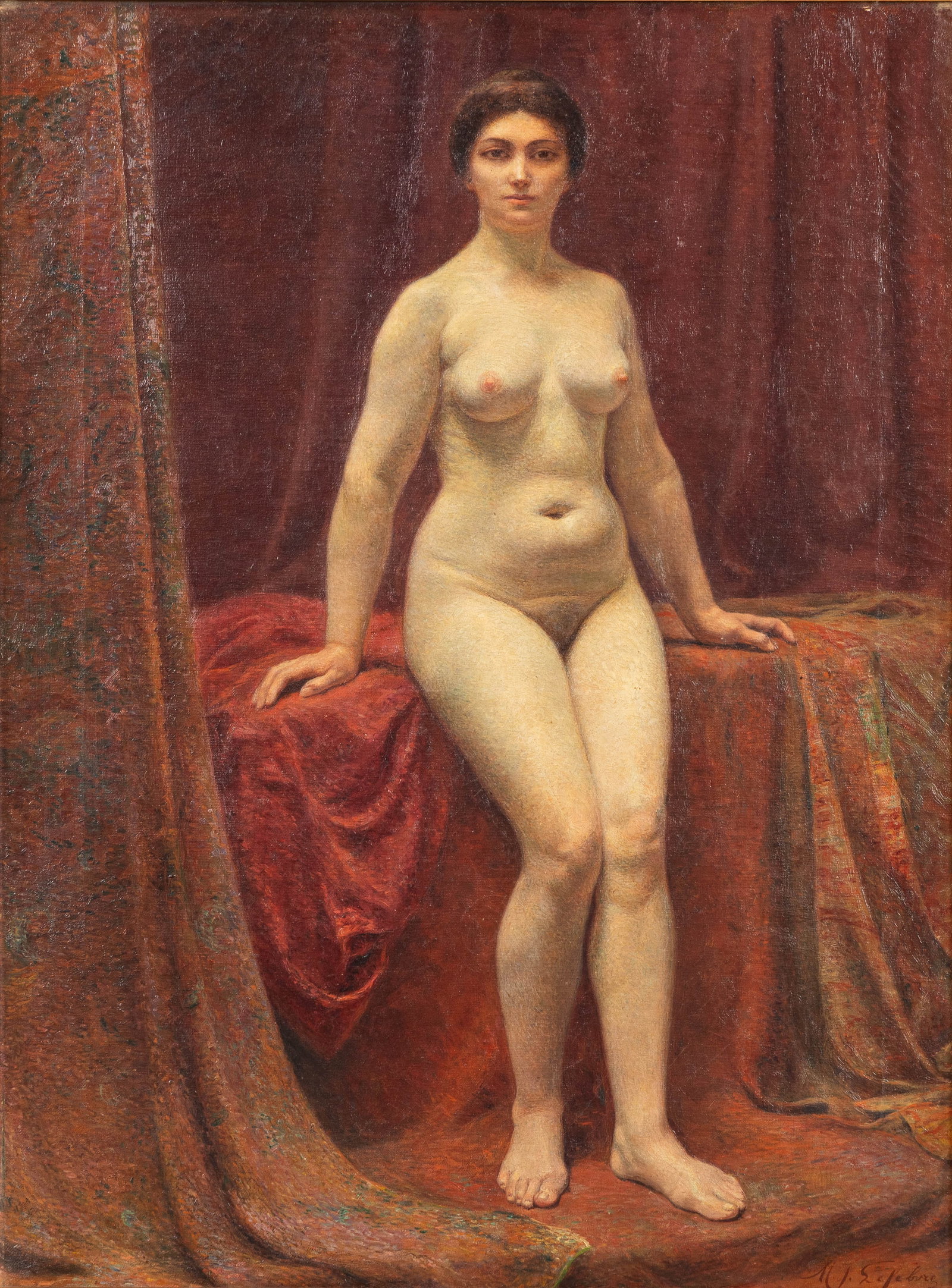 Maurice Jean Lefebvre (1873-1954) 'Odalisque', a nude, oil on canvas.: Maurice Jean Lefebvre (1873-1954) 'Odalisque', a nude, oil on canvas. Oil on canvas.Signed lower right. (77.5 x 62.5 cm) (46 x 61 x 0 cm)