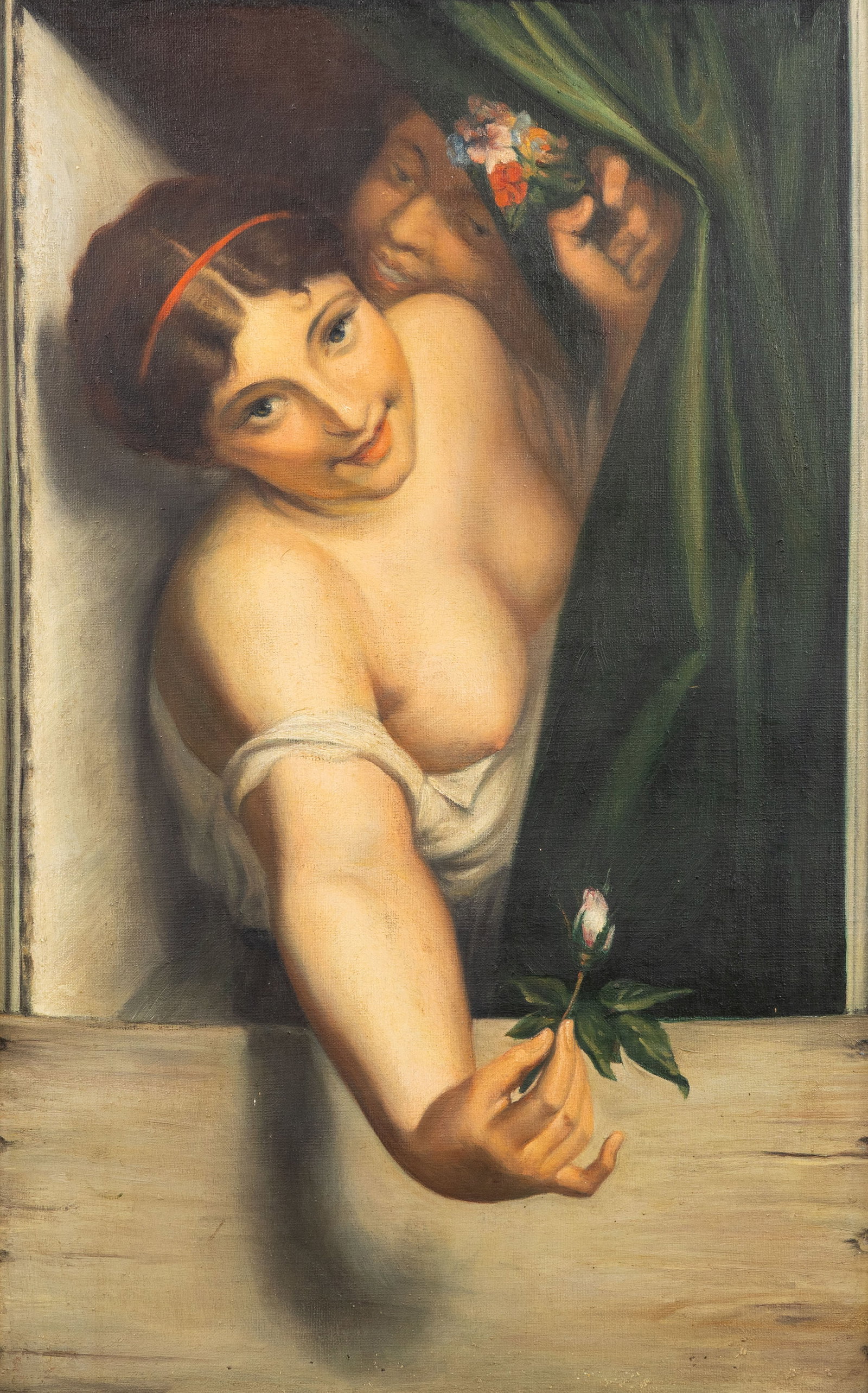 After Antoine Wiertz (1806-1865) 'The Rosebud', oil on canvas.: After Antoine Wiertz (1806-1865) 'The Rosebud', oil on canvas. Oil on canvas.Unsigned. (85 x 58 cm) (45 x 72.5 x 0 cm)