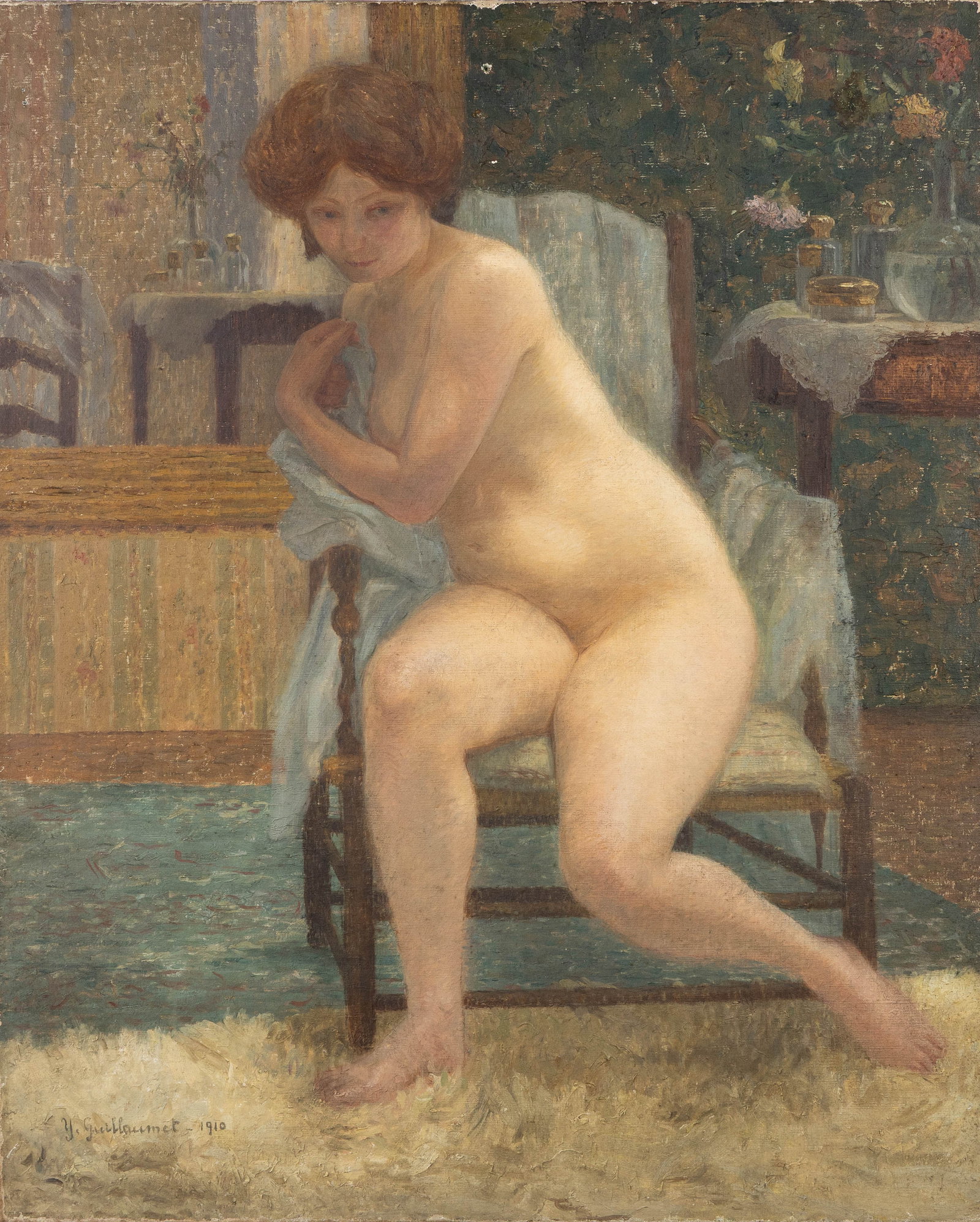 Yvonne Guillemont (1885-?) 'Nu Asis', oil on canvas (1910). (1 of 6)