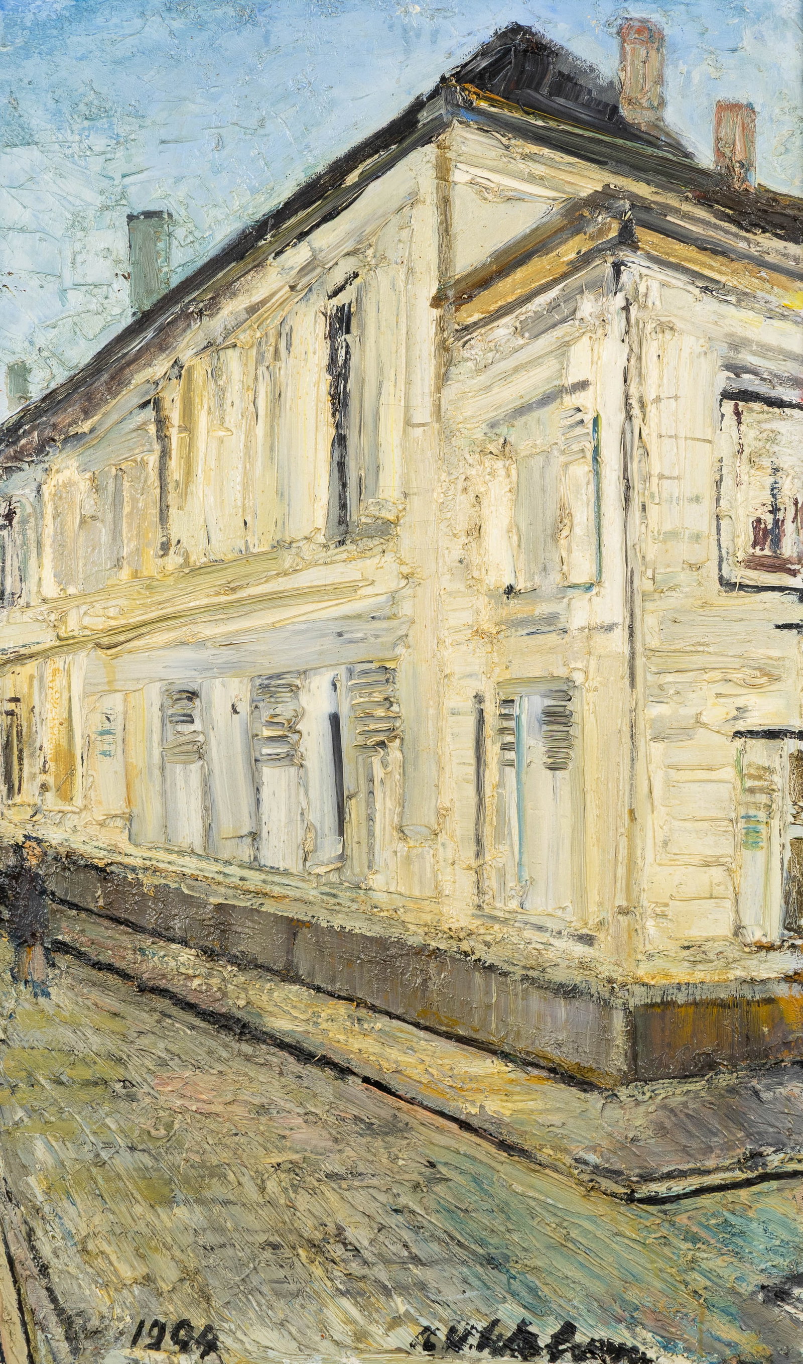 Henri Victor Wolvens (1896-1977) 'House on the Corner', oil on canvas (1954).: Henri Victor Wolvens (1896-1977) 'House on the Corner', oil on canvas (1954). Oil on canvas.Signed lower right.Dated lower left. (125 x 85 cm) (60 x 100 x 0 cm)