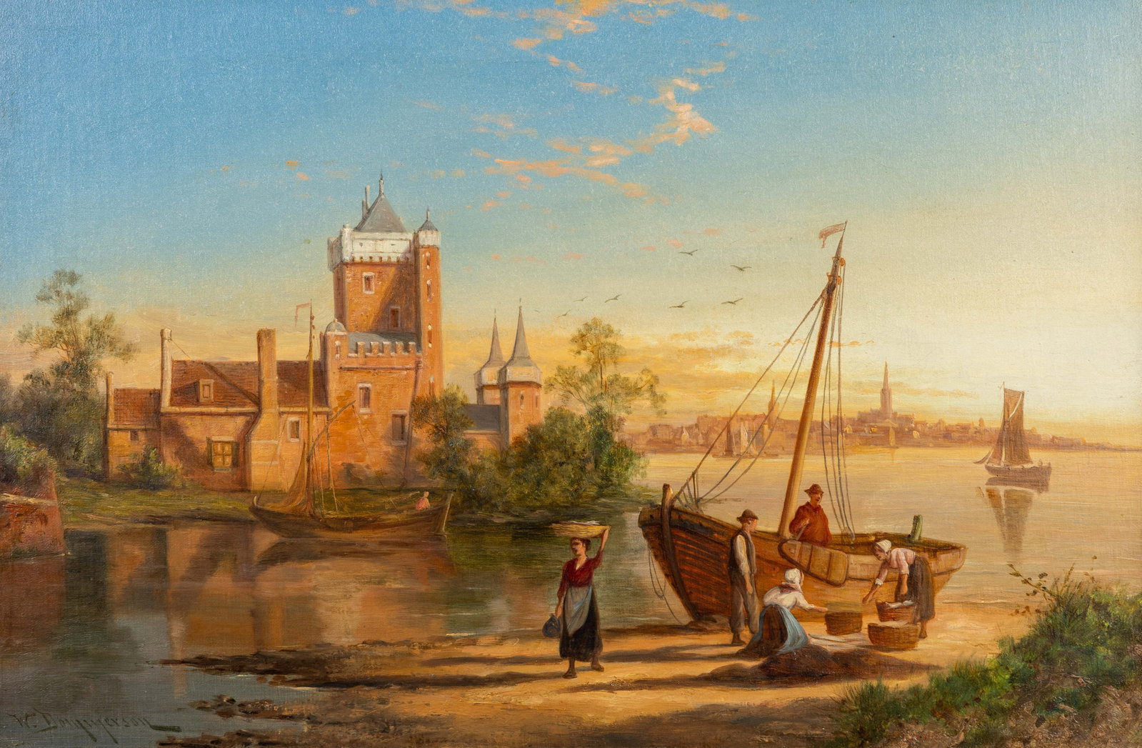 William Raymond Dommerson (1850-1927) 'Amersfoort', oil on canvas.: William Raymond Dommerson (1850-1927) 'Amersfoort', oil on canvas. Oil on canvas.Signed lower left. (57 x 77 cm) (62 x 41 x 0 cm)