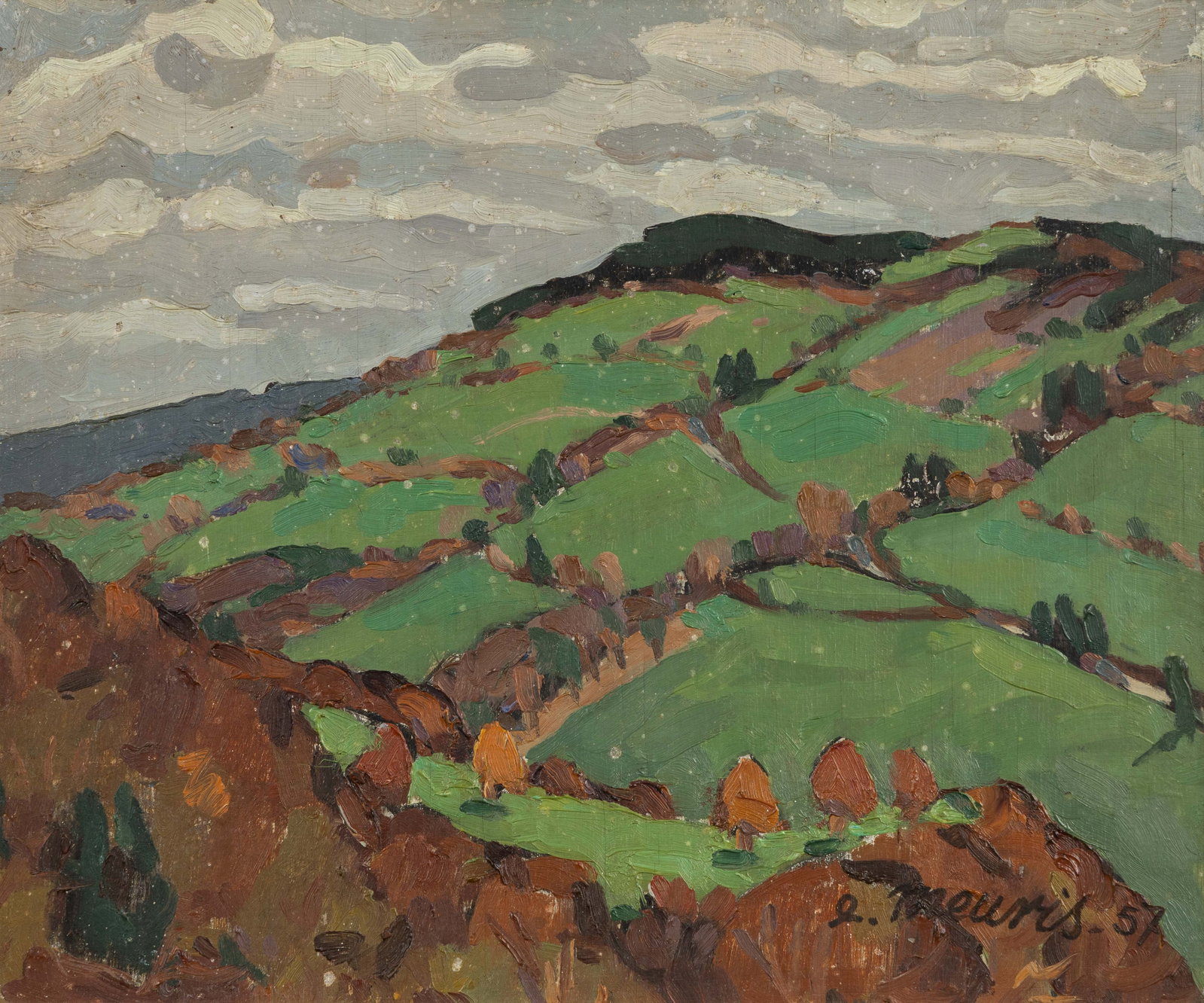 Emmanuel Meuris (1894-1969) 'Les Heids du Moulin du Ruy, Francorchamps', oil on panel (1957).: Emmanuel Meuris (1894-1969)