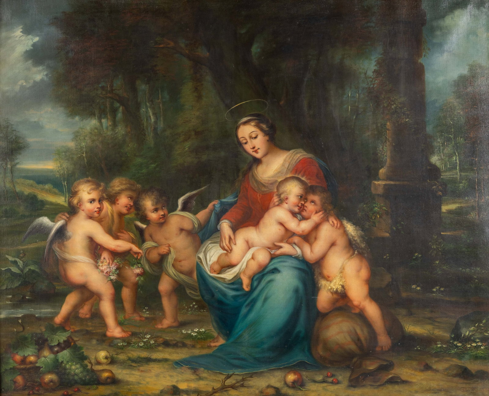 Follower of Andries Cornelis Lens (1739-1822) 'Mary with Child and John the Baptist', oil on canvas, (1 of 6)