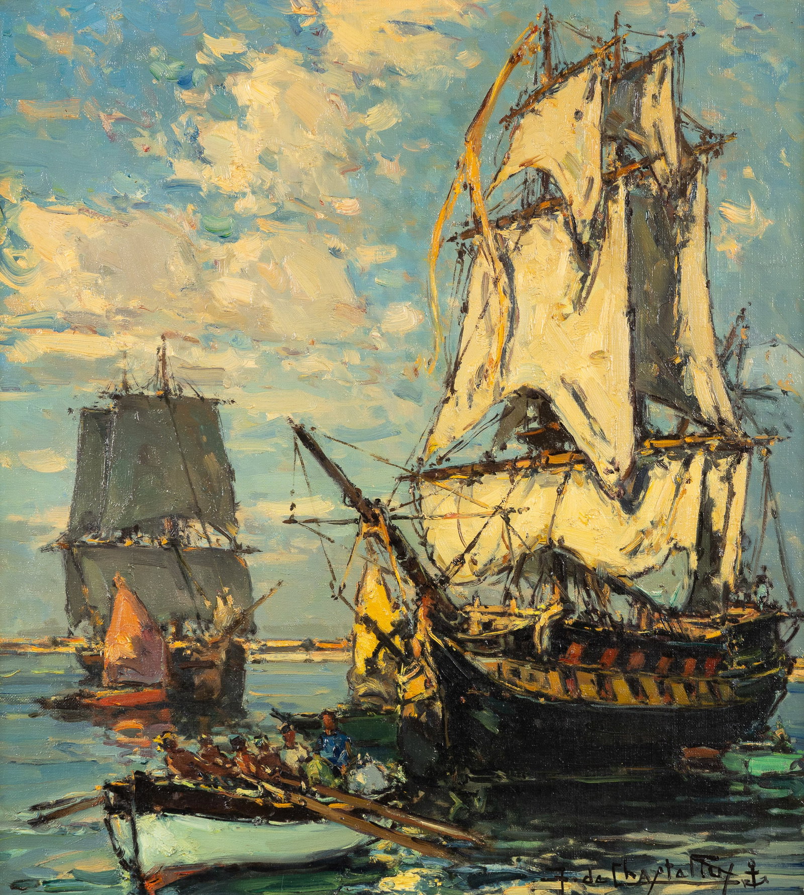 Jacques De Chastellus (1894-1957) 'Les Corsaires du Roi', oil on canvas. (1 of 5)