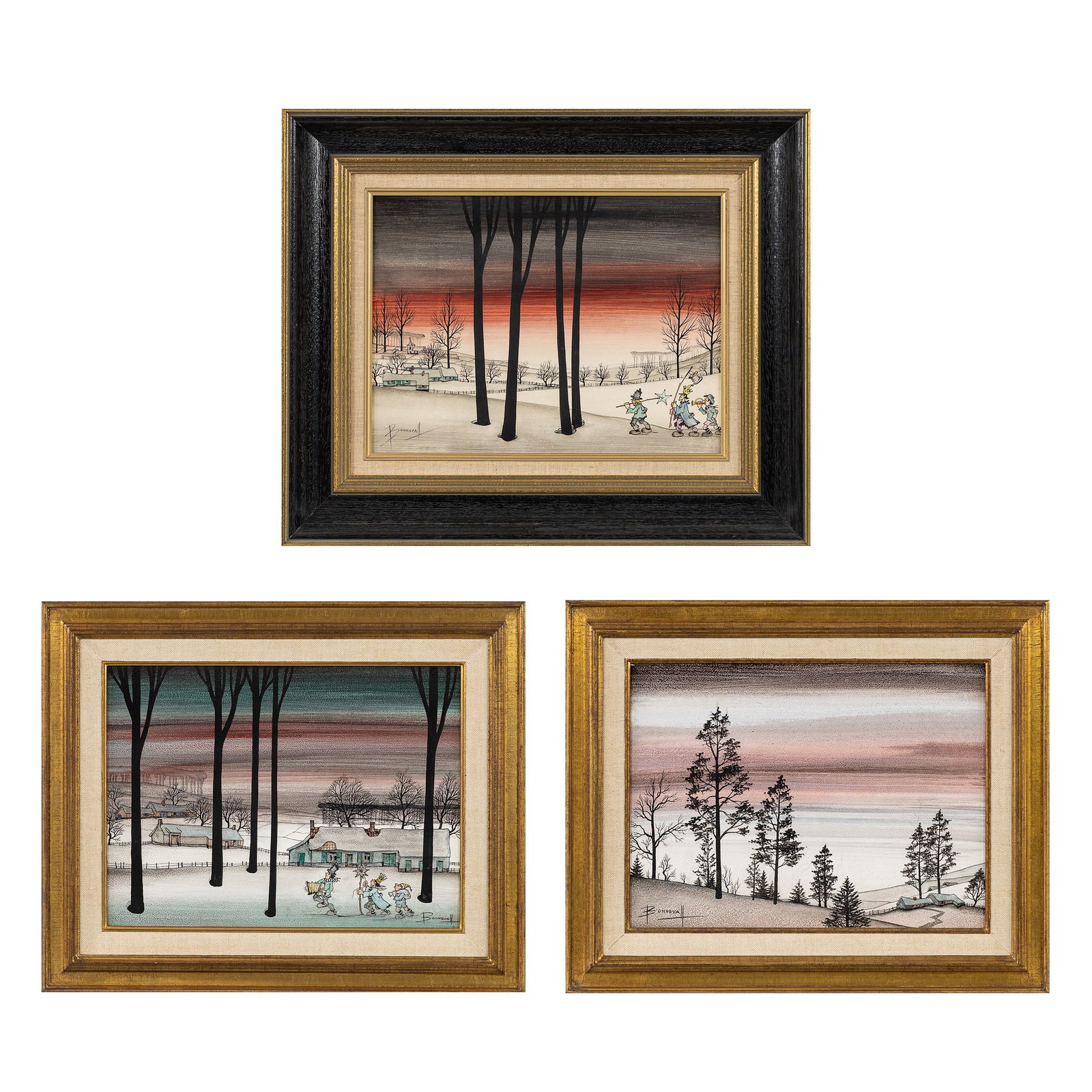 Oscar Hector Bonnevalle (1920-1993) 'Three Kings' and 'Winter Landscape', three paintings, oil on (1 of 13)