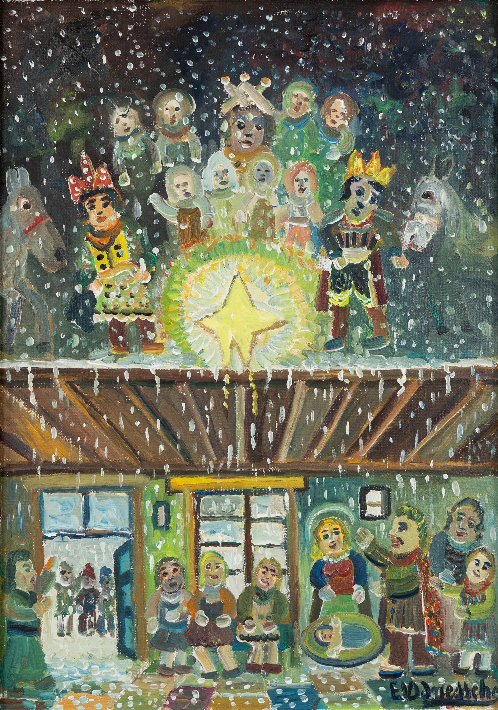 Ernest Van Den Driessche (1894-1985) 'The Nativity', oil on panel. (1 of 6)