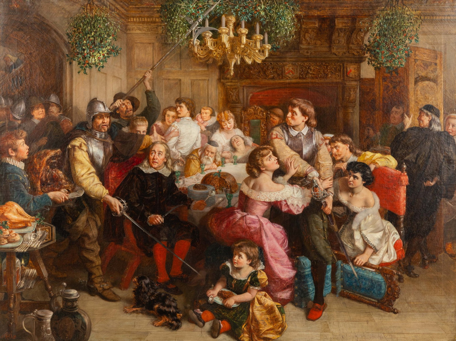 Thomas Frank Heaphy (1813-1873) 'Proscribe Christmas', an exceptional painting, oil on canvas: Thomas Frank Heaphy (1813-1873) 'Proscribe Christmas', an exceptional painting, oil on canvas (1868). Oil on canvas.Monogrammed and dated lower left. (153 x 193 cm)