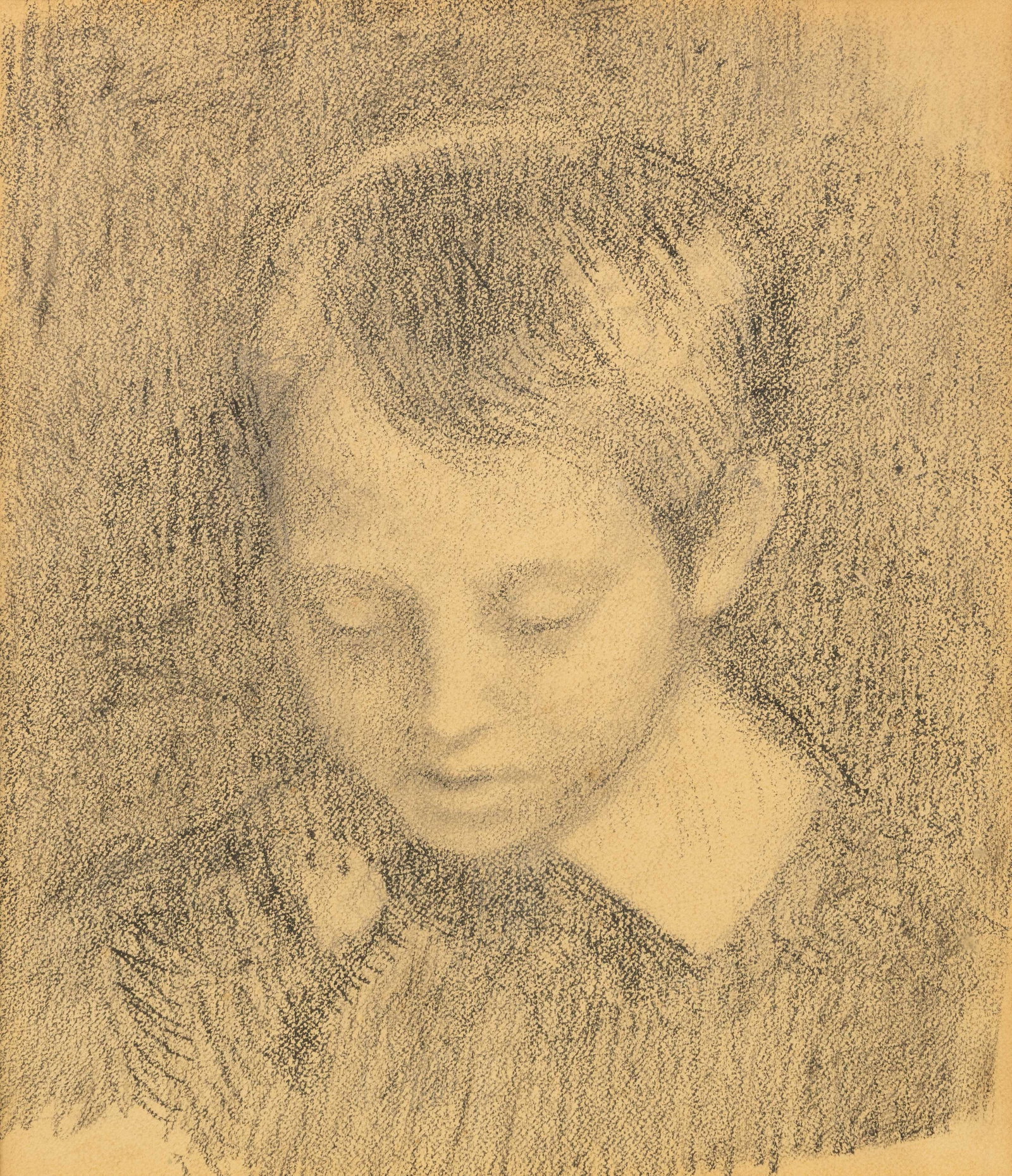 Georges Lemmen (1865-1916) 'Petit Pierre', a portrait drawing, pencil on paper.: Georges Lemmen (1865-1916) 'Petit Pierre', a portrait drawing, pencil on paper. Pencil on paper.Unsigned. (54 x 48 cm) (28 x 32 x 0 cm)
