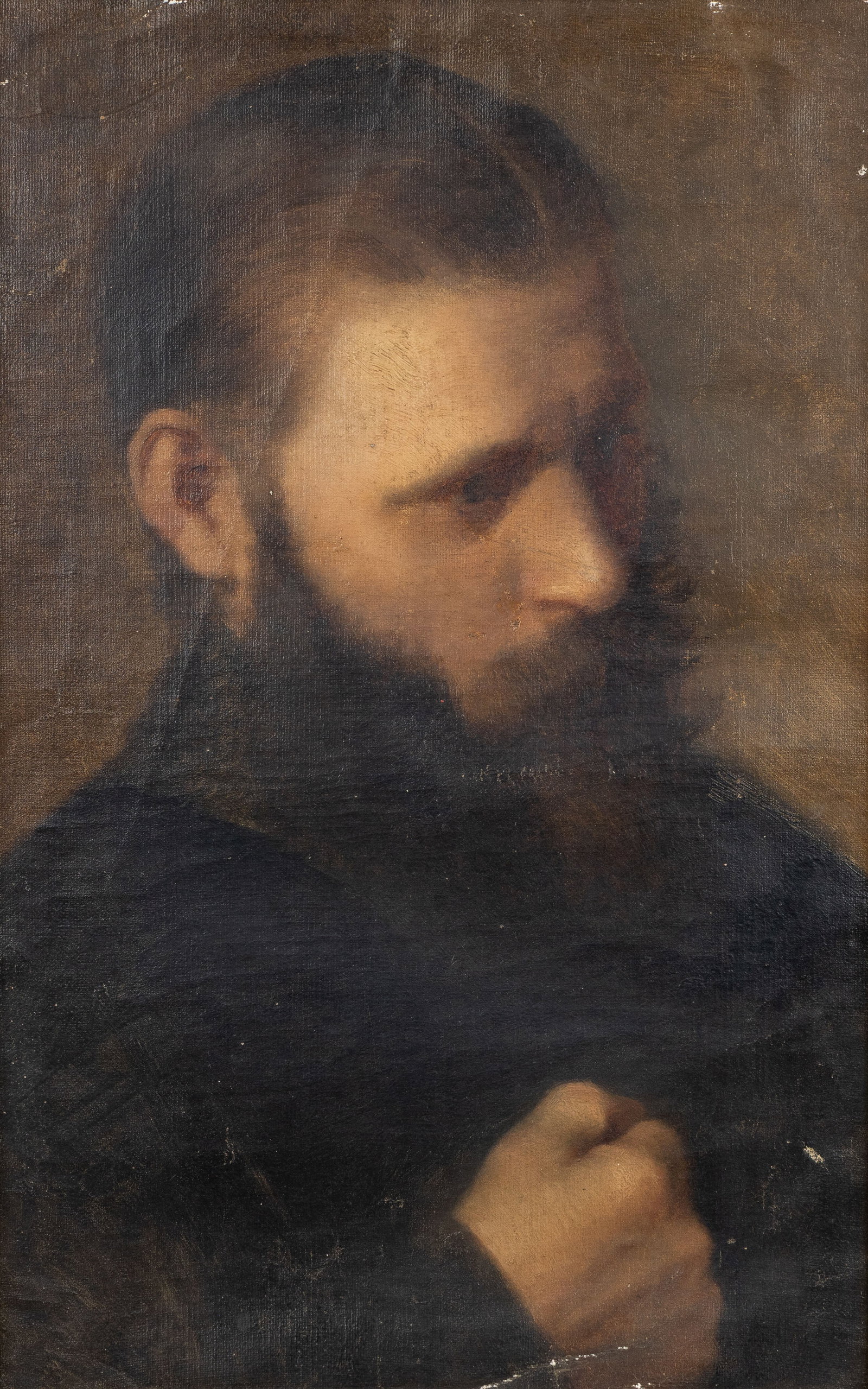 Russian school, an antique portrait of a man, oil on canvas, circa 1900.: Russian school, an antique portrait of a man, oil on canvas, circa 1900. Oil on canvas.Unsigned. (63 x 46 cm) (32 x 48 x 0 cm)