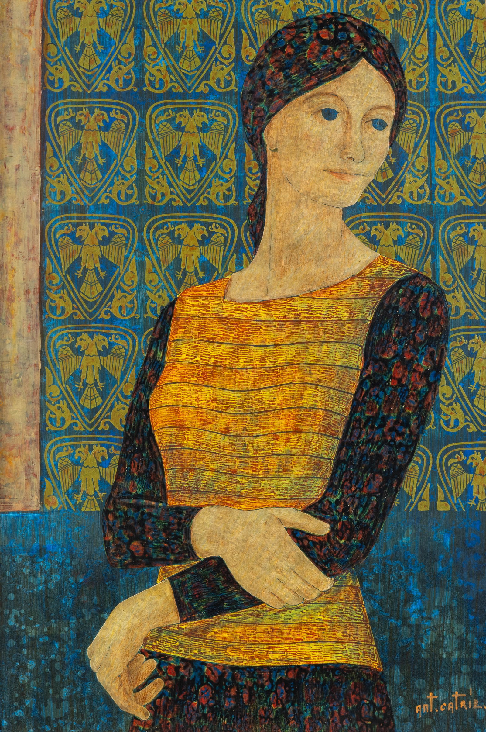 Antoon Catrie (1924-1977) 'Portrait of a Lady', oil on panel.: Antoon Catrie (1924-1977) 'Portrait of a Lady', oil on panel. Oil on panel. Signed lower right. (68 x 58 cm) (40 x 50 x 0 cm)