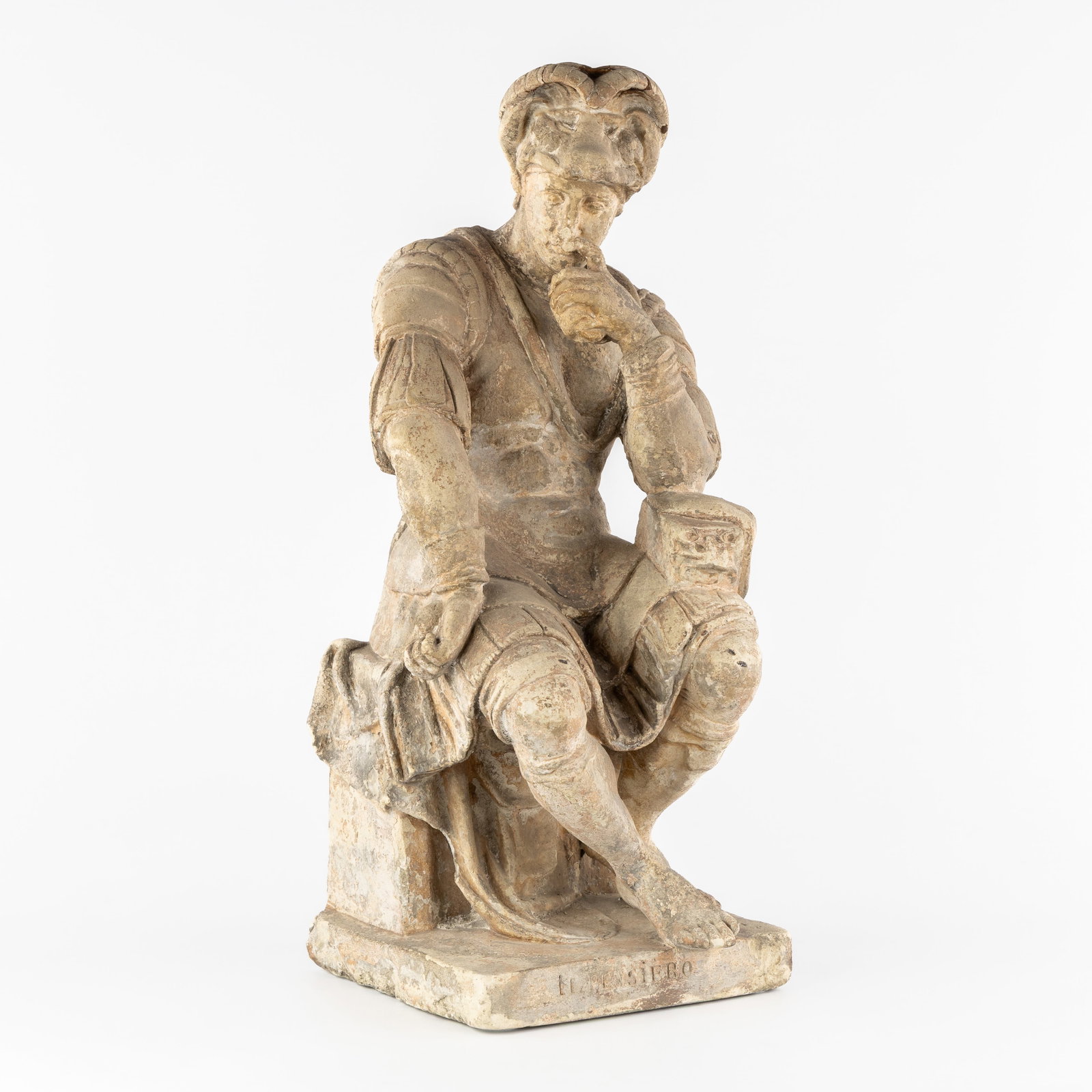 Valère Dupont (1851–1935) ‘Il Pensiero’, Lorenzo de’ Medici, sculptured: Valère Dupont (1851–1935) ‘Il Pensiero’, Lorenzo de’ Medici, sculptured sandstone, Grand Tour. Sculptured sandstone, traces of polychromy.Portrait of Lorenzo de' Medici, m