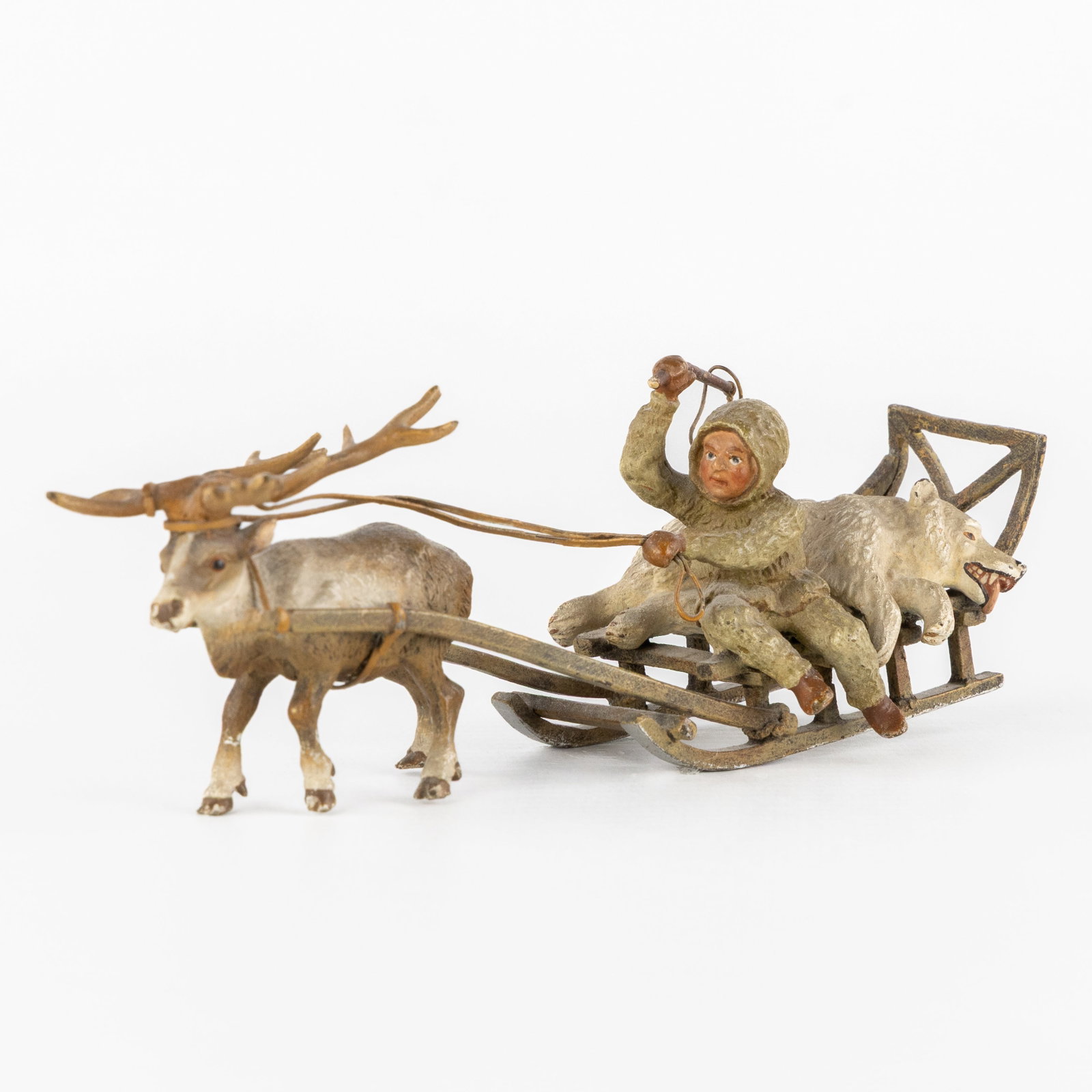 A Reindeer sleigh, Viennese bronze, in the style of Franz Bergmann, Austria, circa 1900. (1 of 9)