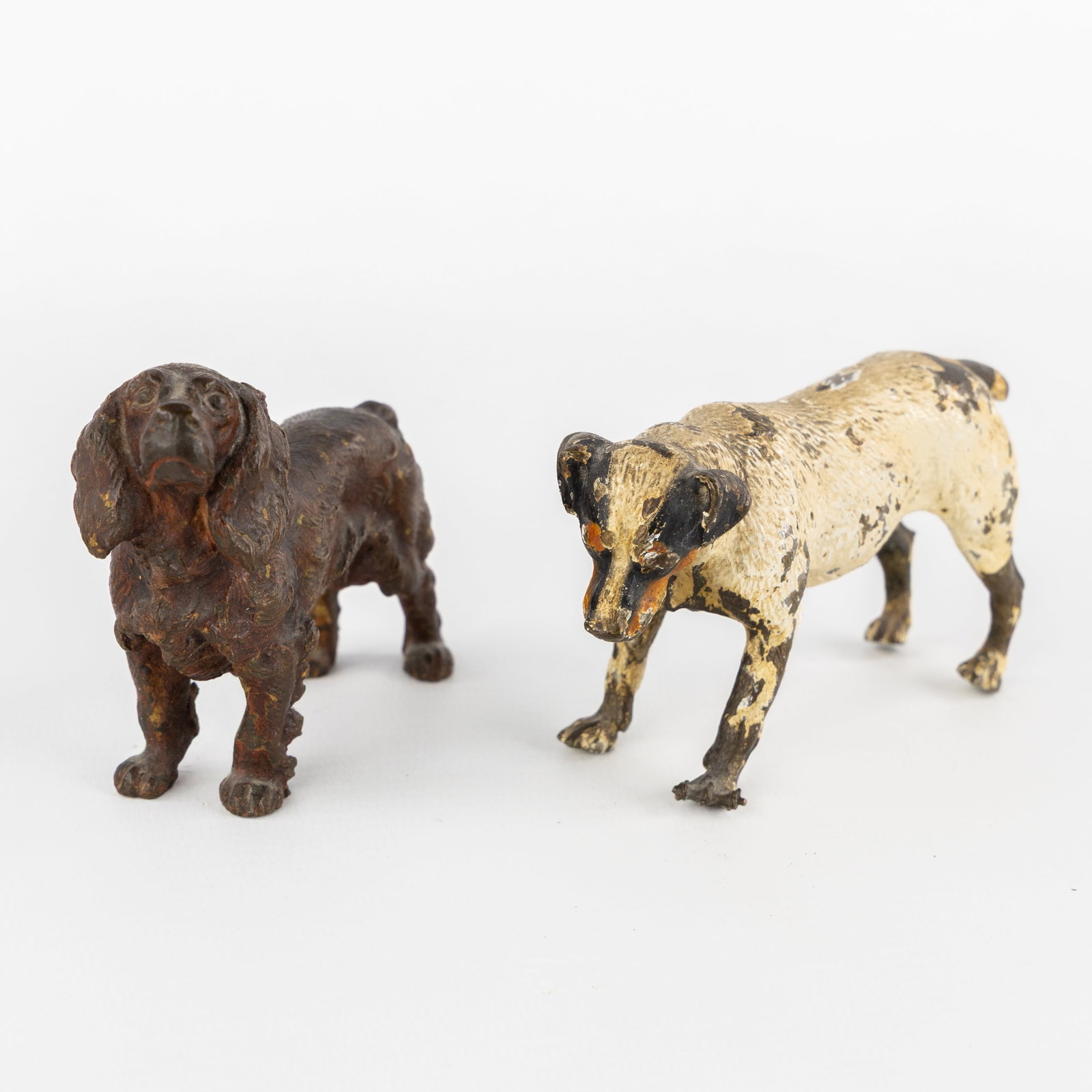 Two dogs, Jack Russel and Cocker Spaniel, Viennese bronze, in the style of Franz Bergmann, Austria, (1 of 6)