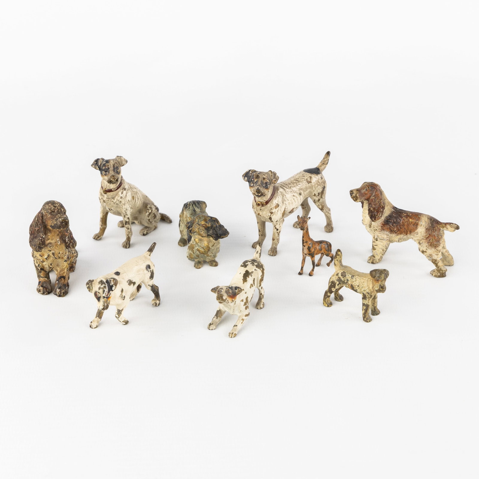 Eight dogs, Jack Russell, Fox Terrier, Cocker, and Cavalier, Viennese bronze, in the style of Franz (1 of 5)