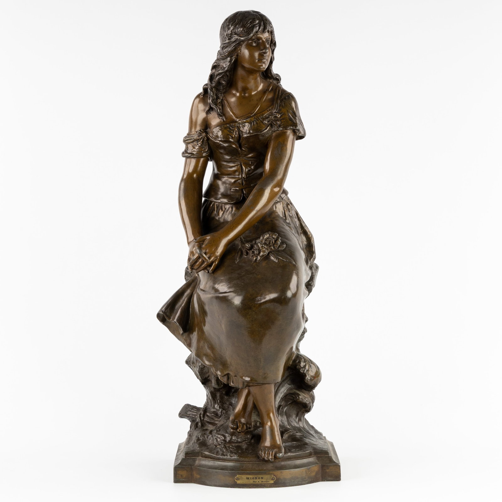 Auguste Moreau (1834-1917) 'Mignon', patinated bronze. (1 of 9)