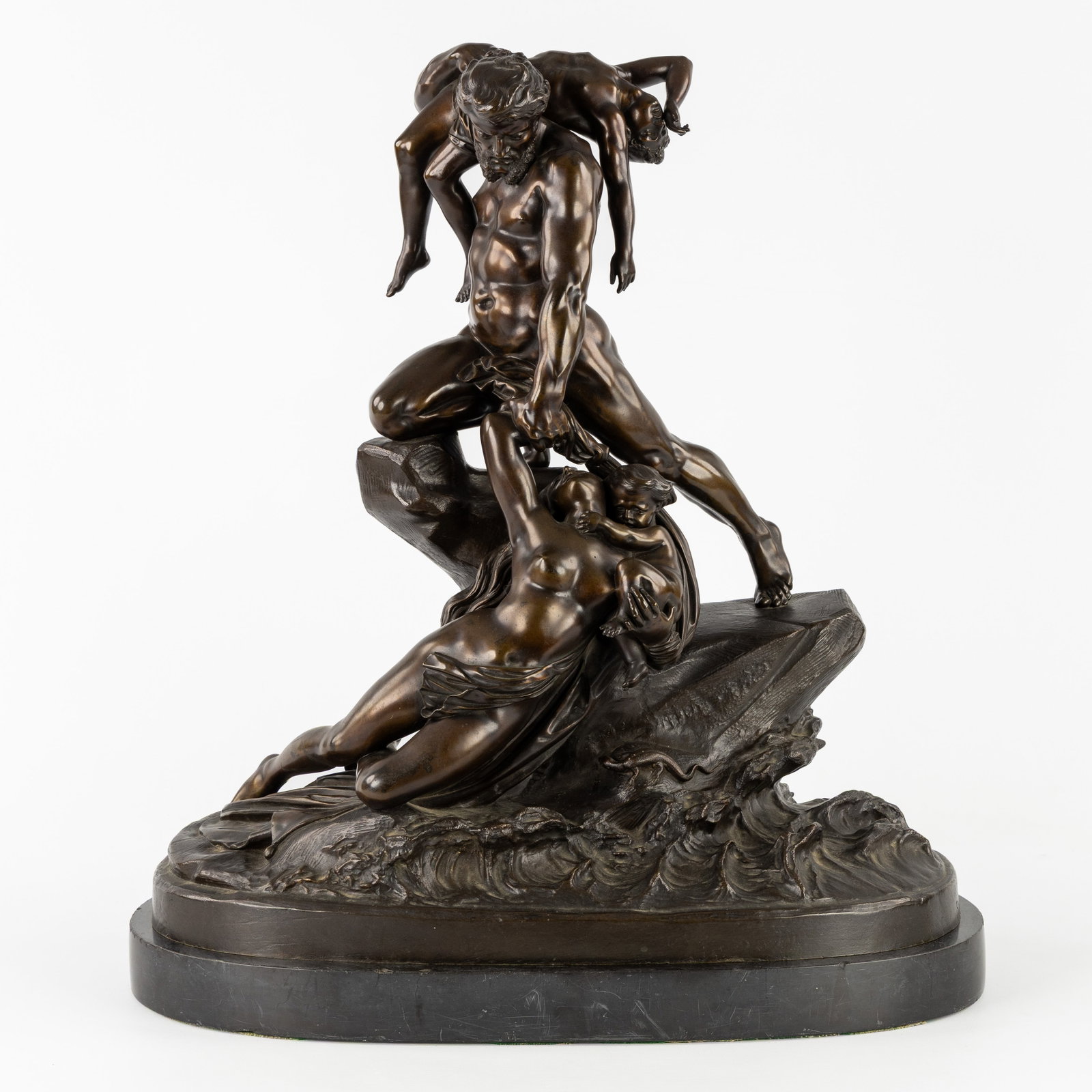 Jan Jozef Jacquet (1822-1898) 'The Abduction of Proserpina', a large patinated bronze group, on a (1 of 9)