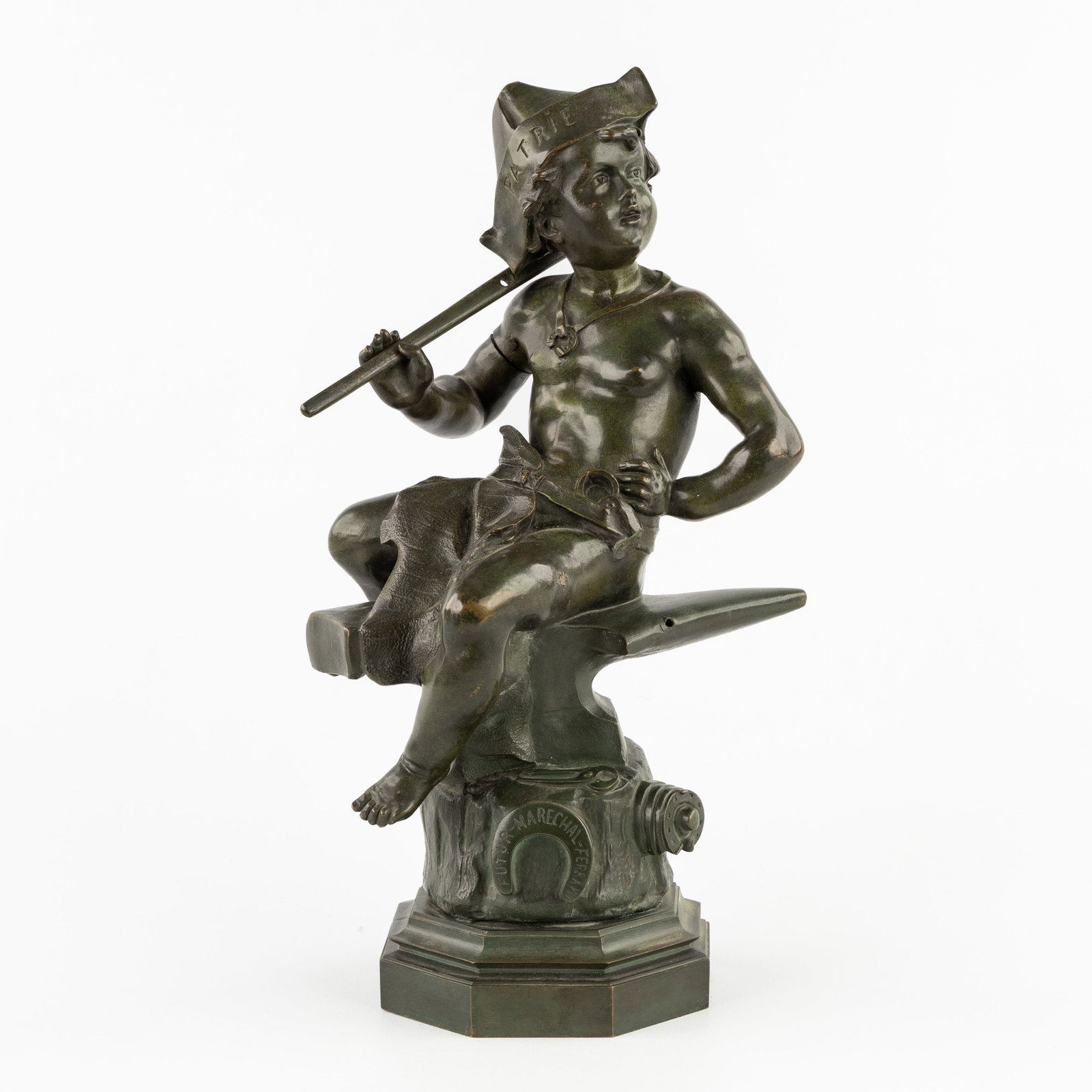 Auguste De Wever (1836-1910) 'Le Futur Maréchal-Ferrant', patinated bronze. (1 of 10)