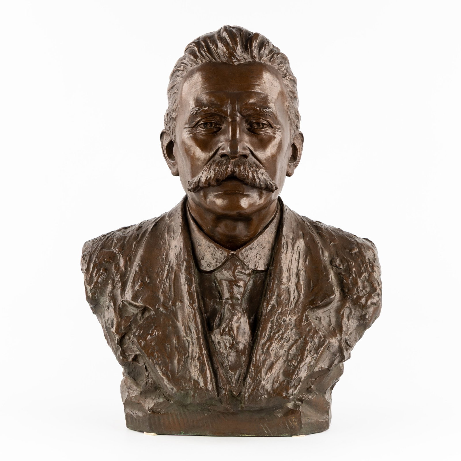 Jules Van Der Stock (1897-1944) 'Bust of a Notable', patinated bronze. (1 of 9)