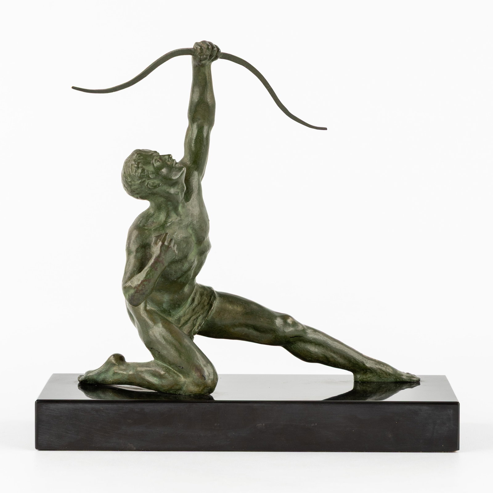 Alexandre Ouline (act.1918–1940) 'Le Sagittaire', patinated bronze and marble. Art Deco. (1 of 7)
