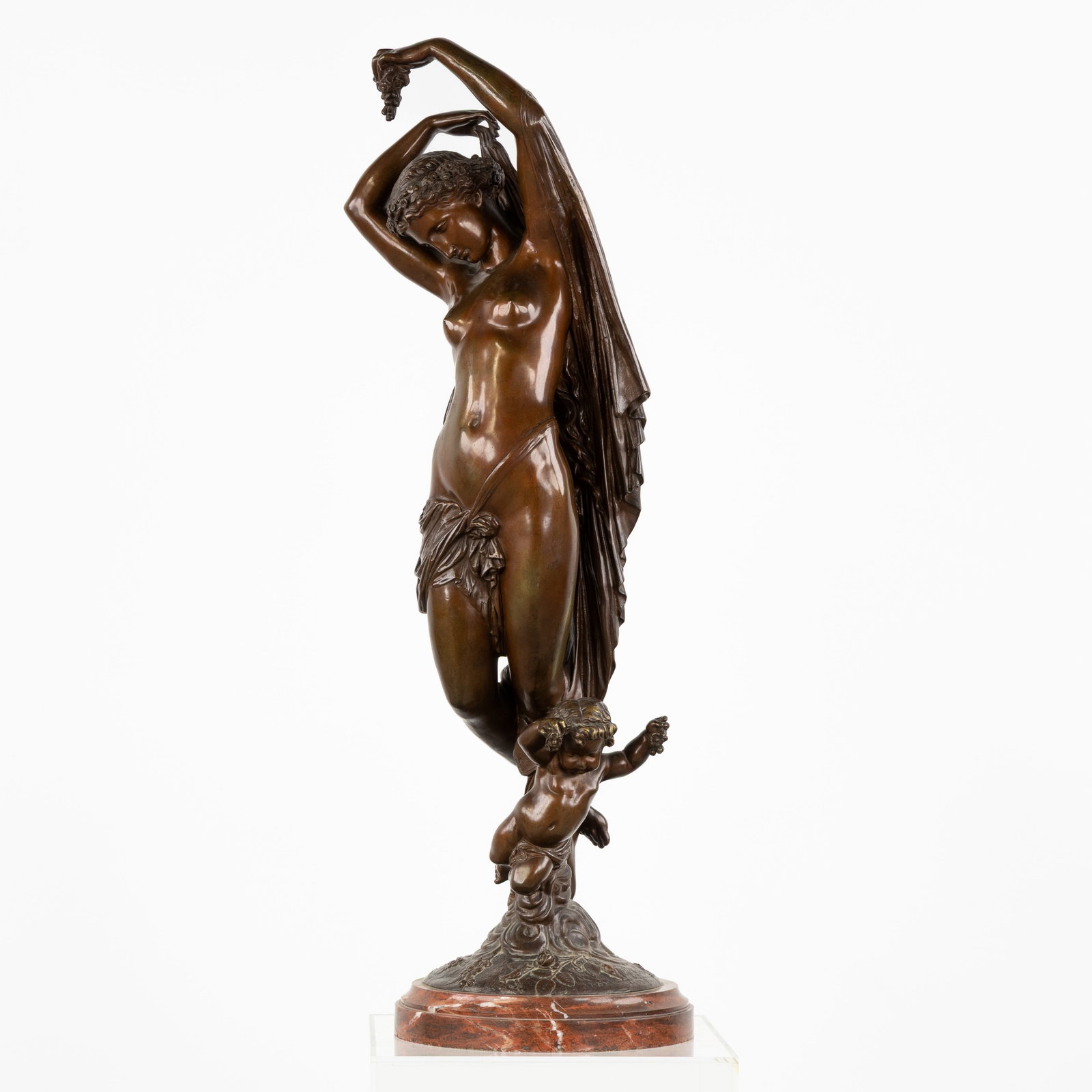 James Pradier (1790-1852) 'Le Jour', allegory of the day, a large patinated bronze sculpture. (1 of 6)