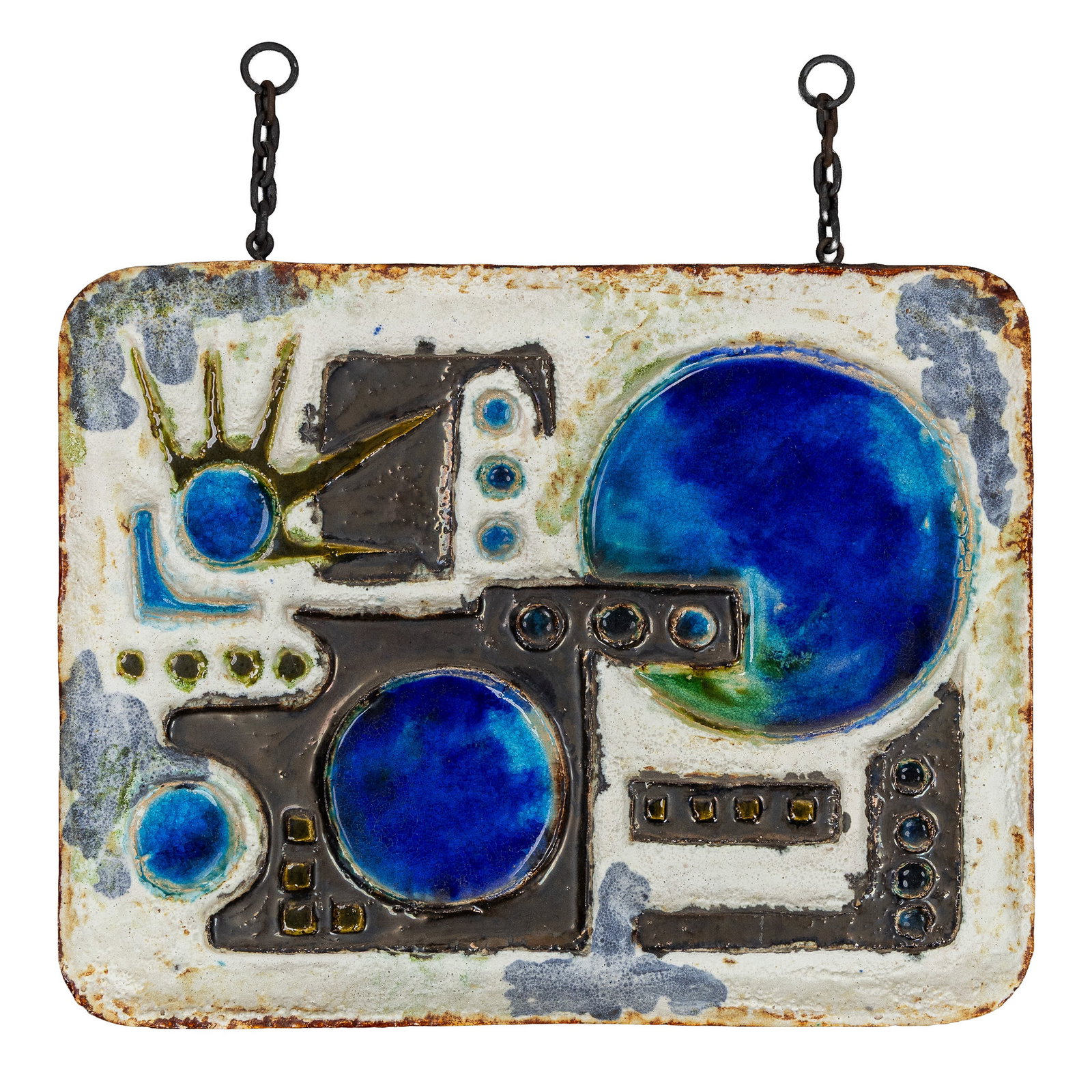 Ruscha Keramik, a Brutalist 'Fat Lava' wall plaque or bas-relief, glazed ceramics, West Germany, (1 of 8)