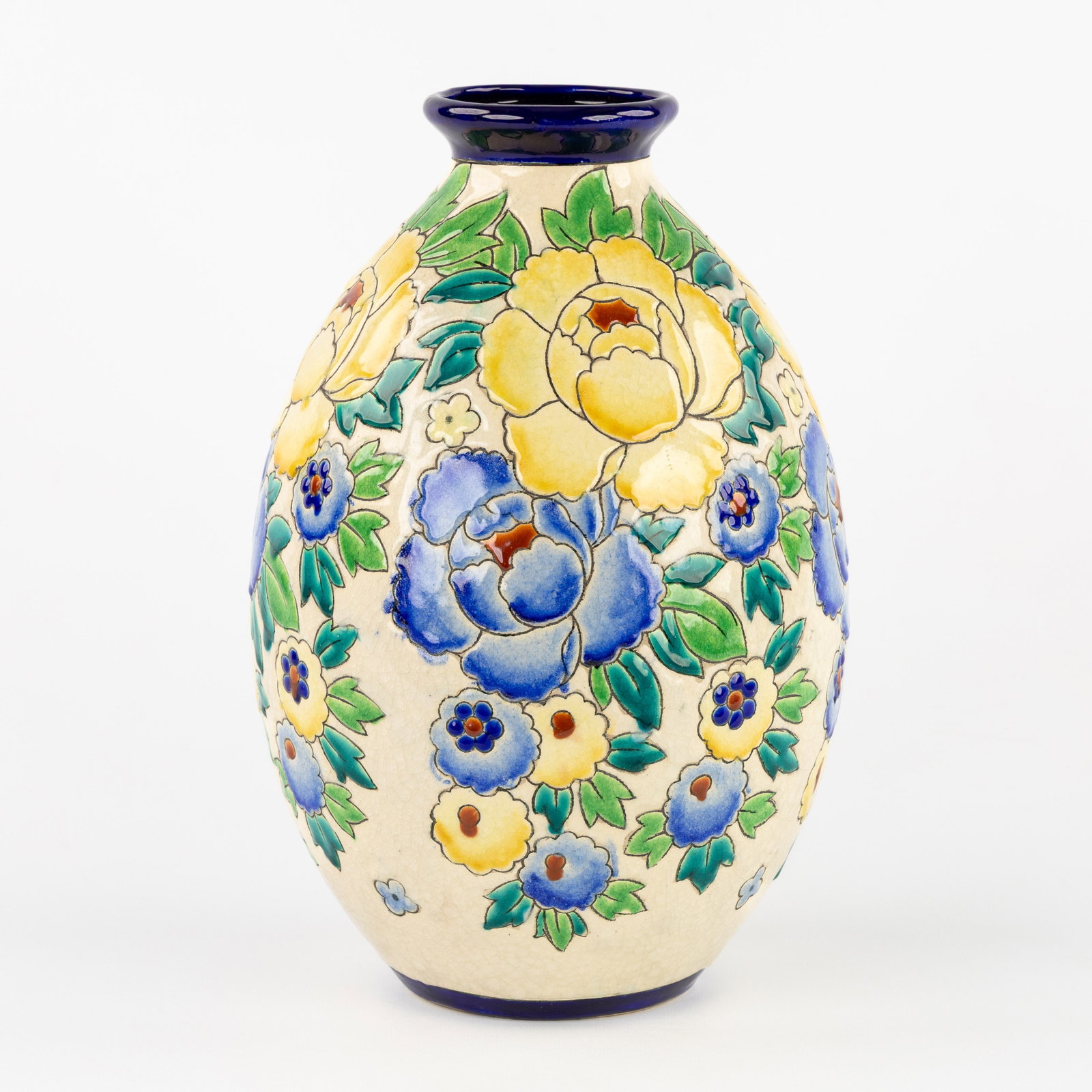 Charles Catteau (1880–1966) ‘Polychrome design with floral motifs’, glazed: Charles Catteau (1880–1966) ‘Polychrome design with floral motifs’, glazed ceramics for Boch Keramis. Polychrome design with floral motifs Boch Frères Keramis, La Louvière.