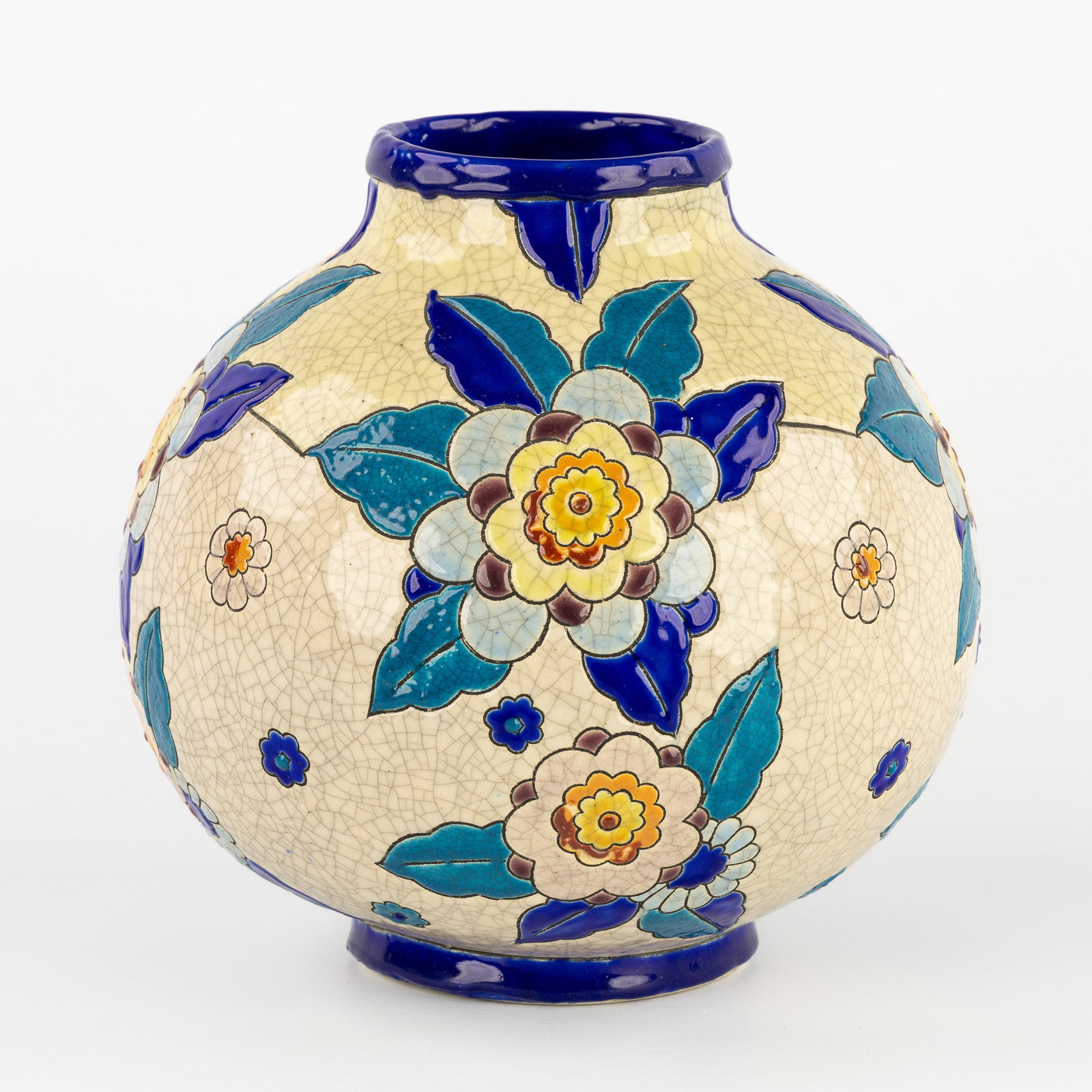 Charles Catteau (1880–1966) ‘Polychrome design with floral motifs’, glazed: Charles Catteau (1880–1966) ‘Polychrome design with floral motifs’, glazed ceramics for Boch Keramis. Polychrome design with floral motifs Boch Frères Keramis, La Louvière.