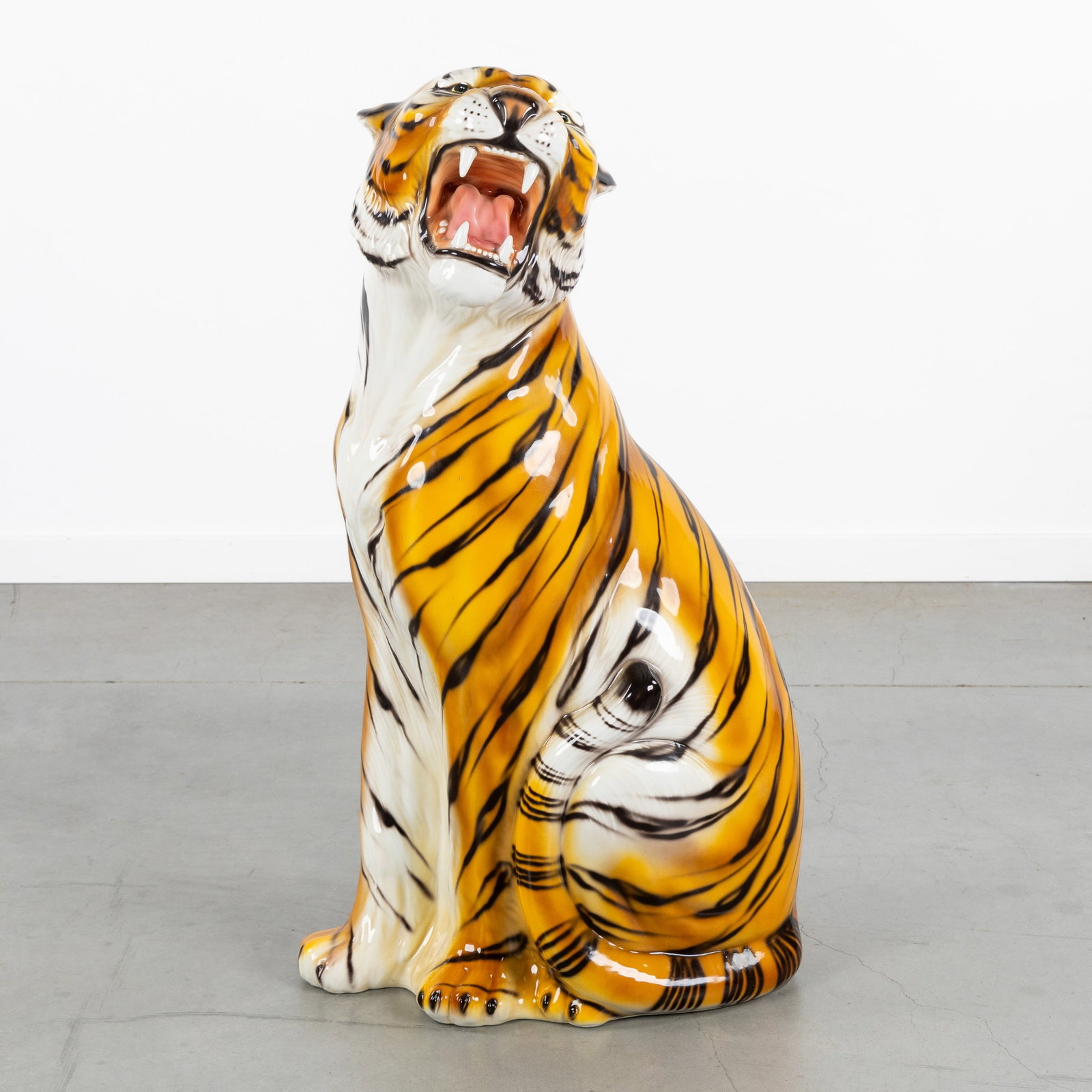 A Large tiger, glazed ceramic, Italy, circa 1980. (1 of 8)