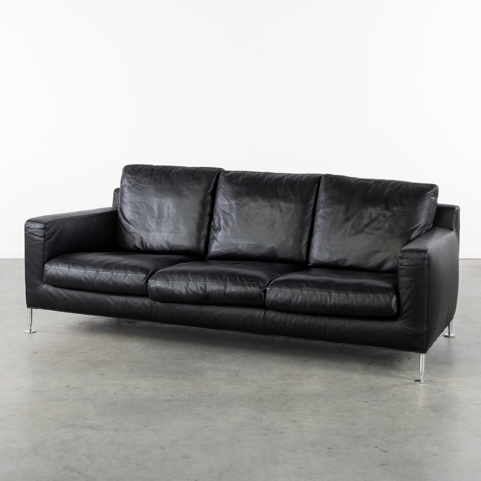 Antonio Citterio (1950) 'Harry', a black leather three-seater sofa, for B&B Italia, Italy, circa (1 of 9)