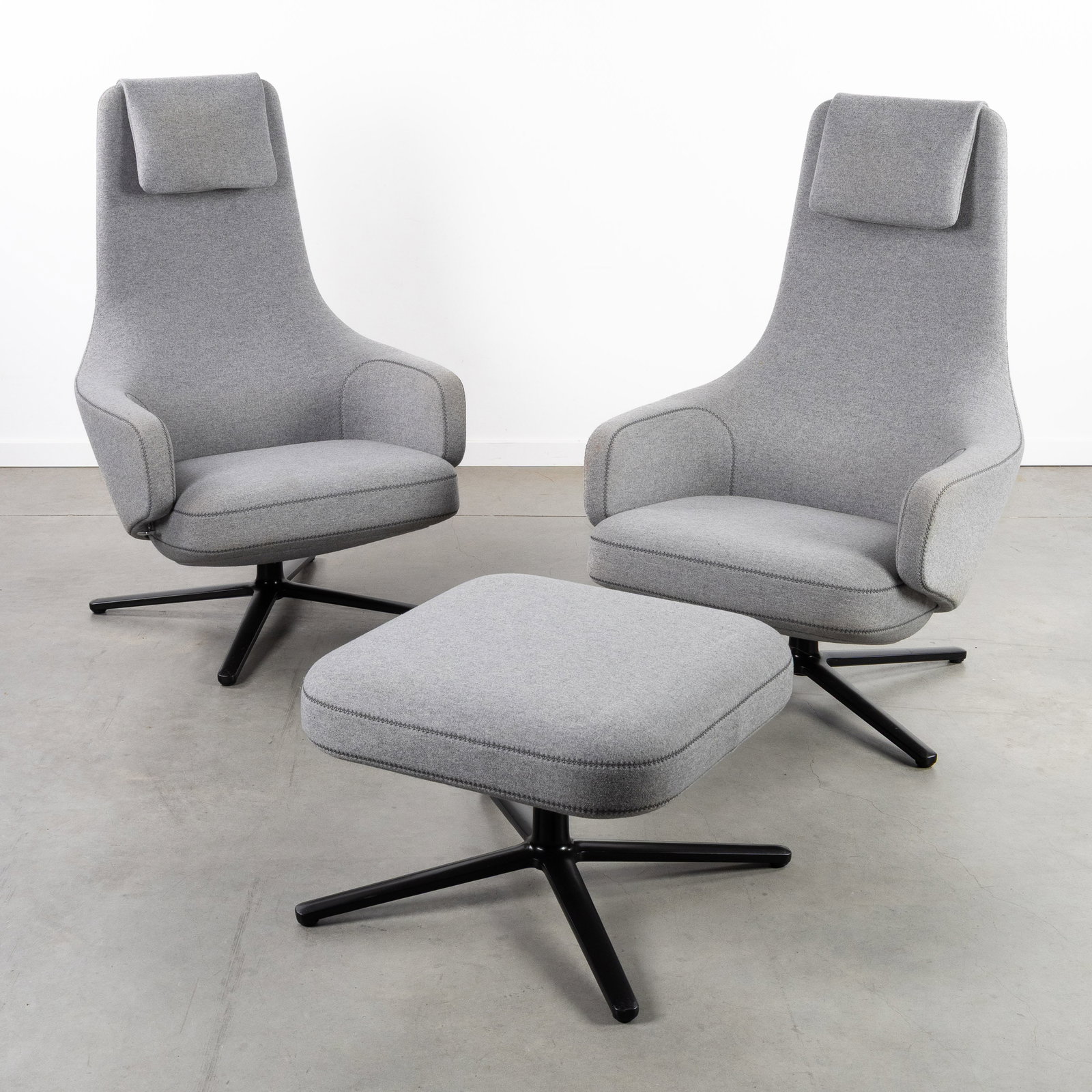 Antonio Citterio (1950) 'Repos', two lounge chairs and an ottoman, for Vitra, Switzerland. (1 of 13)