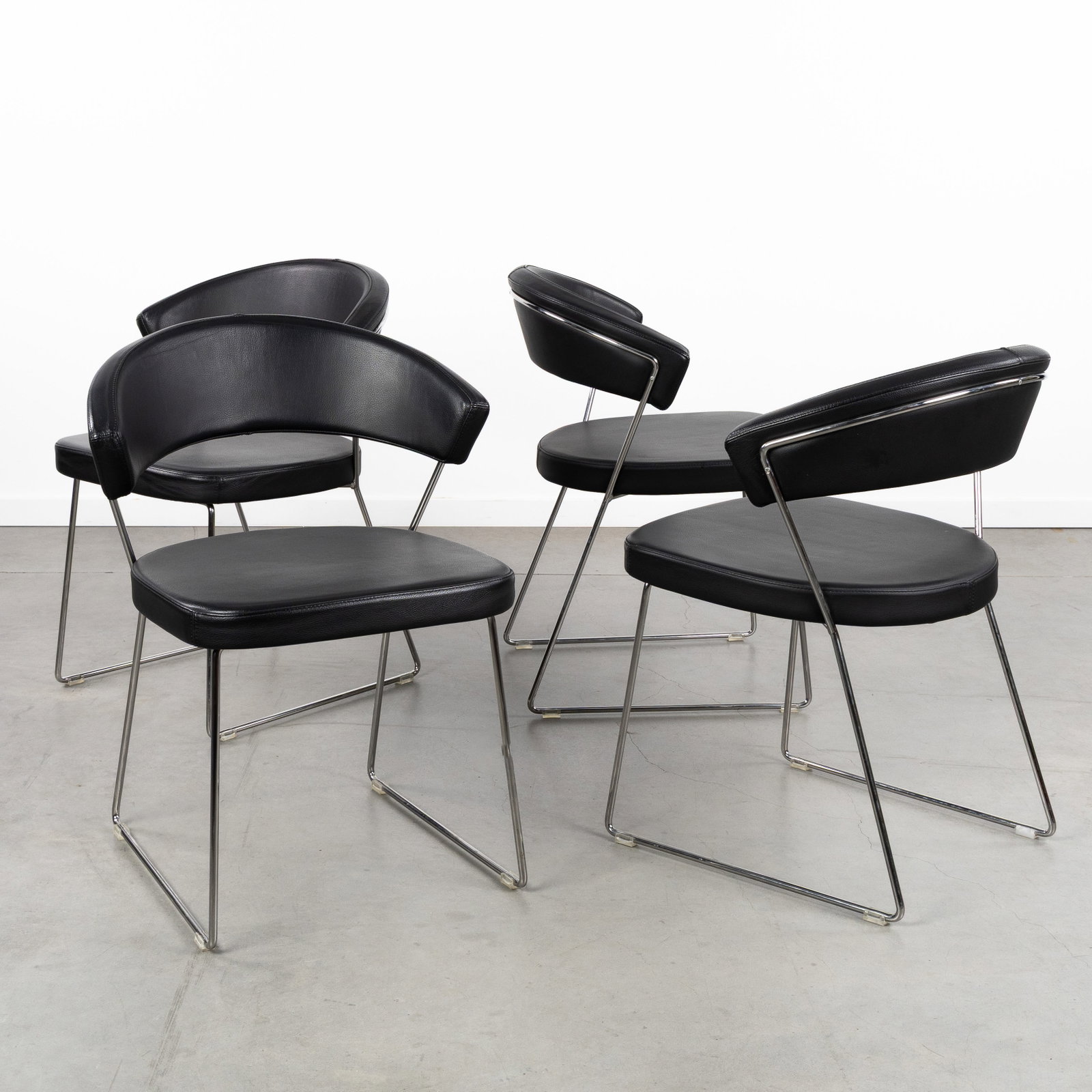 Studio Lupo Design, 'New York', a set of four leather dining chairs, for Calligaris, Italy, circa (1 of 7)