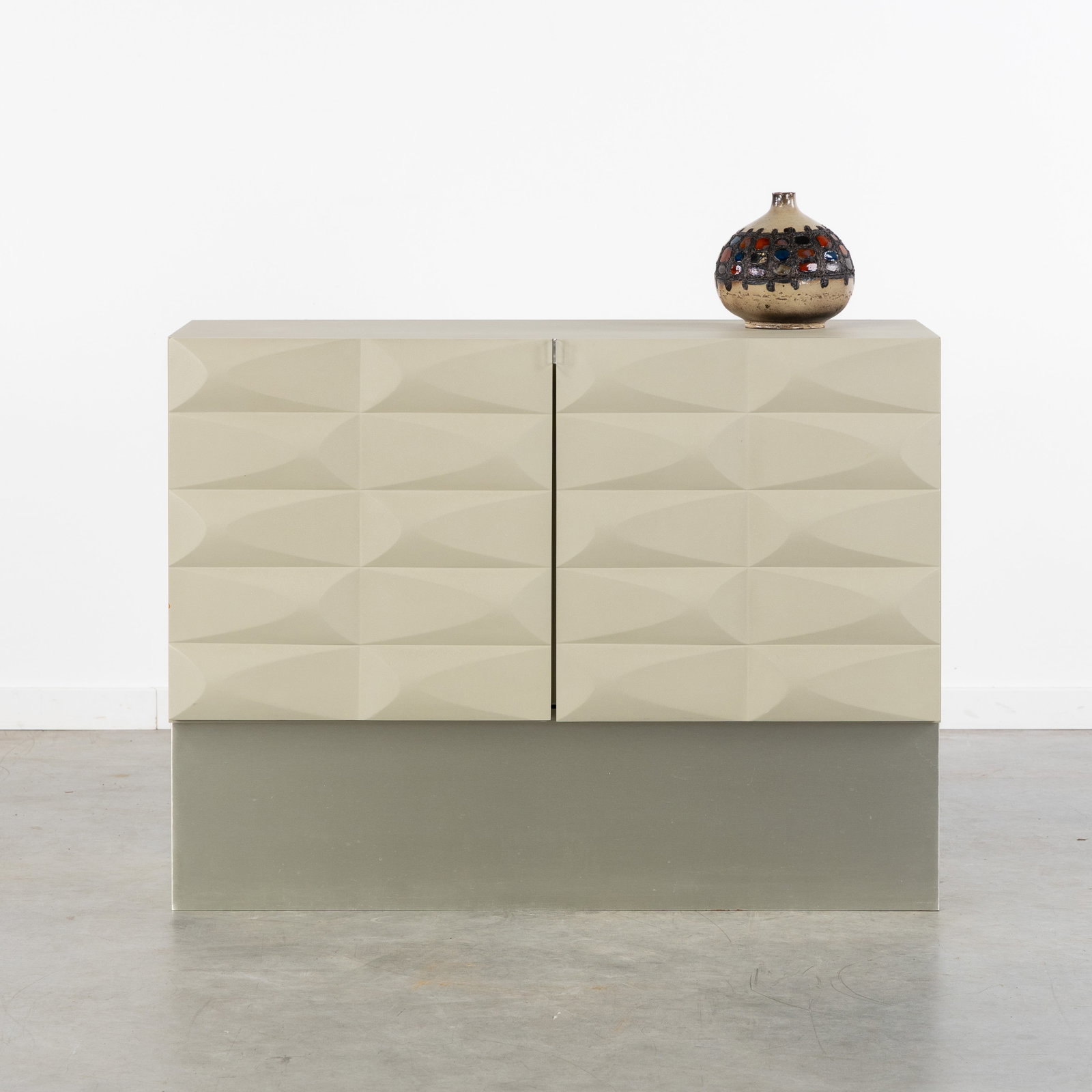 A Brutalist two-door cabinet or bar cabinet, in the style of De Coene, Belgium, circa 1970. (1 of 8)